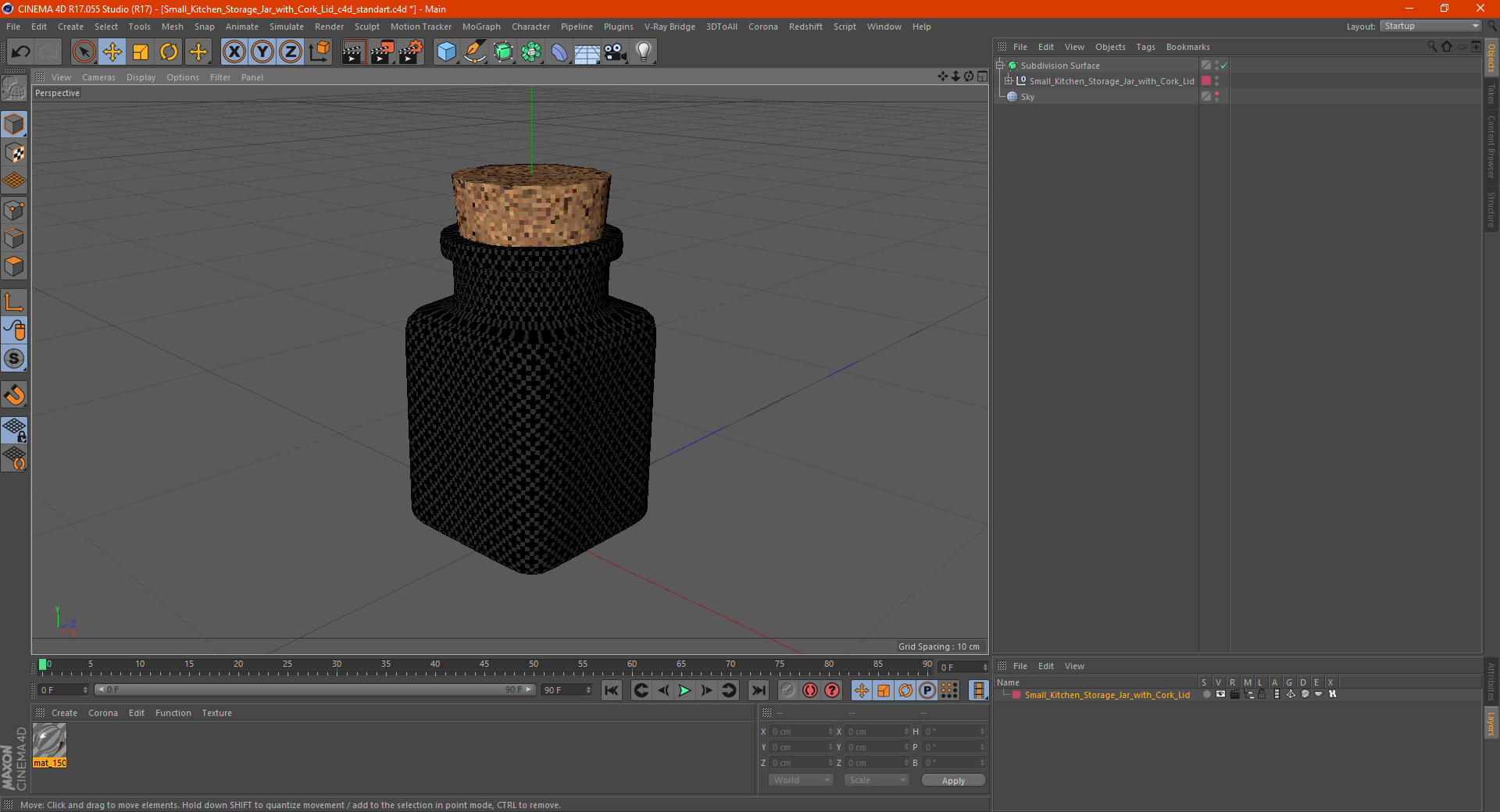 Small Kitchen Storage Jar with Cork Lid 3D model