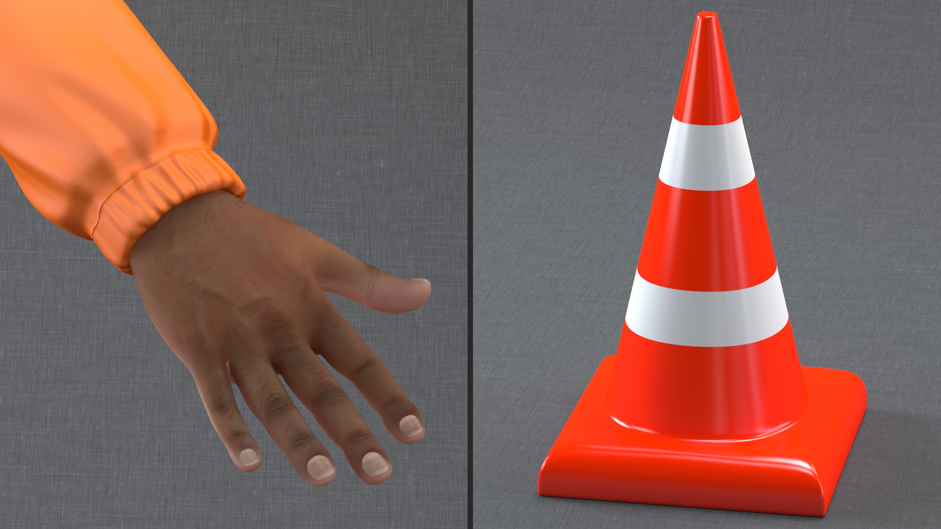 3D model Light Skin Black Road Worker T Pose