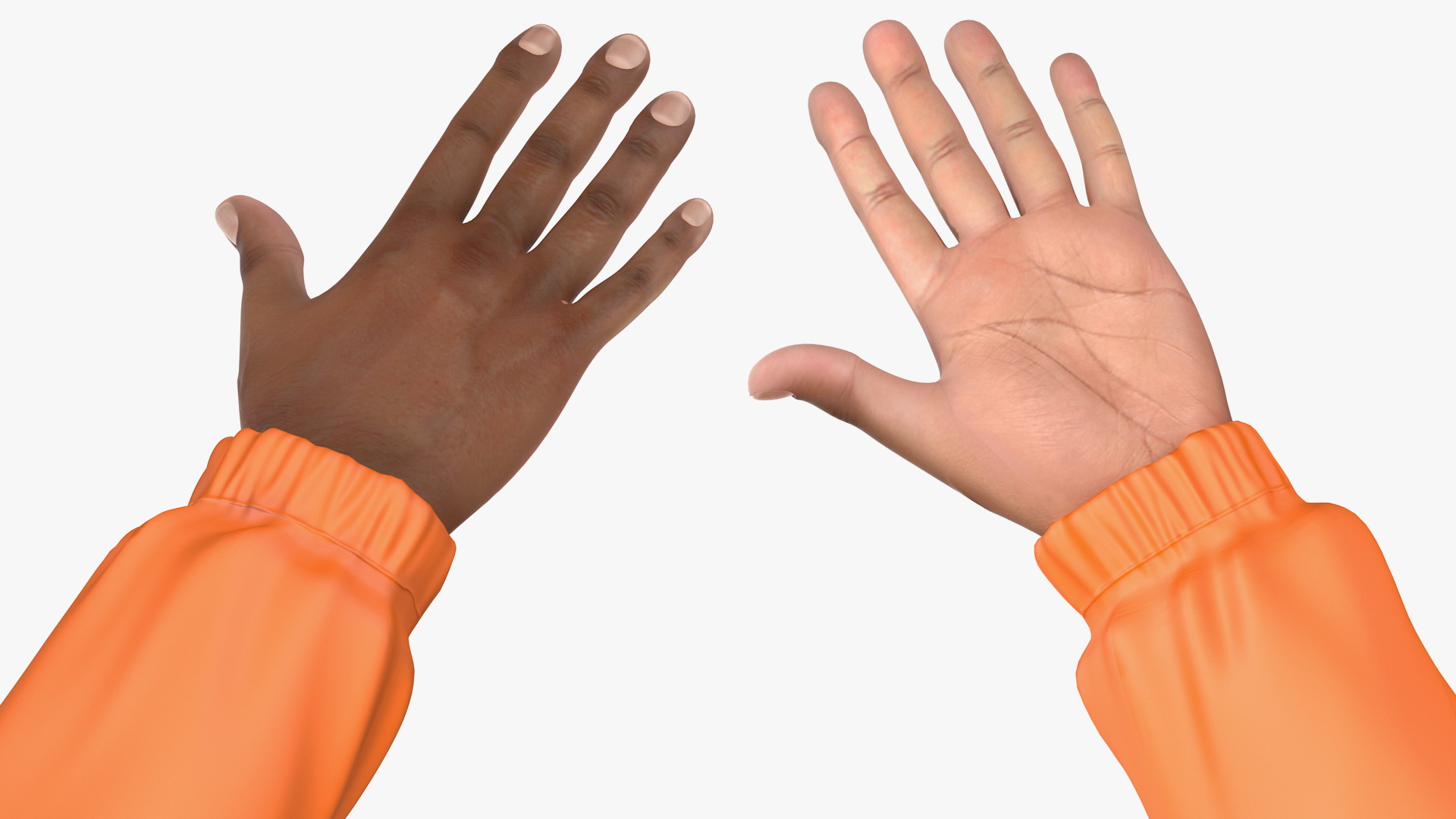 3D model Light Skin Black Road Worker T Pose