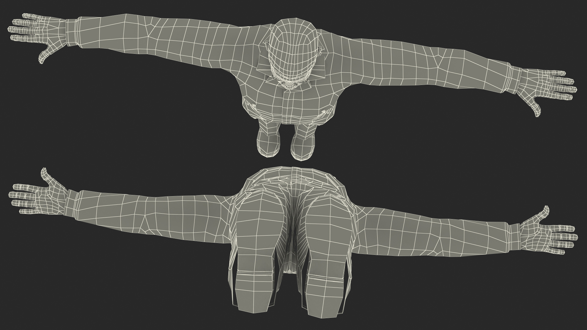 3D model Light Skin Black Road Worker T Pose