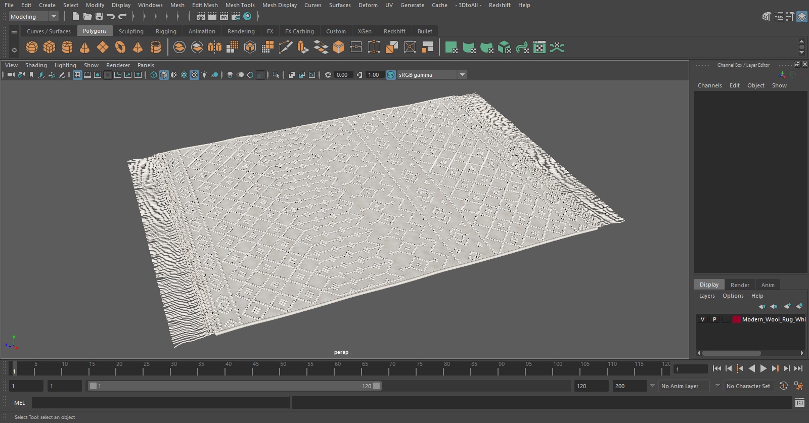 3D Modern Wool Rug White