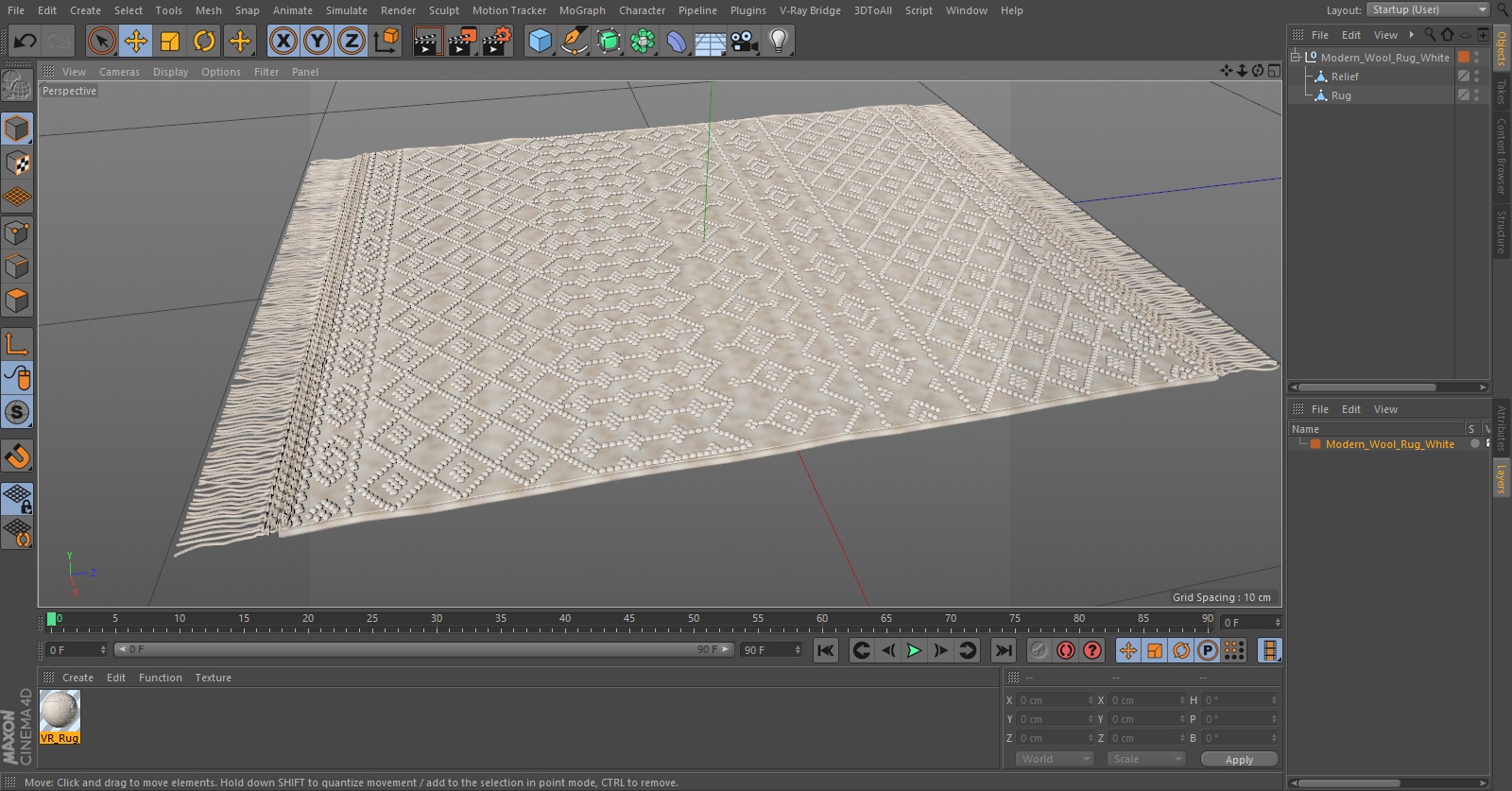 3D Modern Wool Rug White