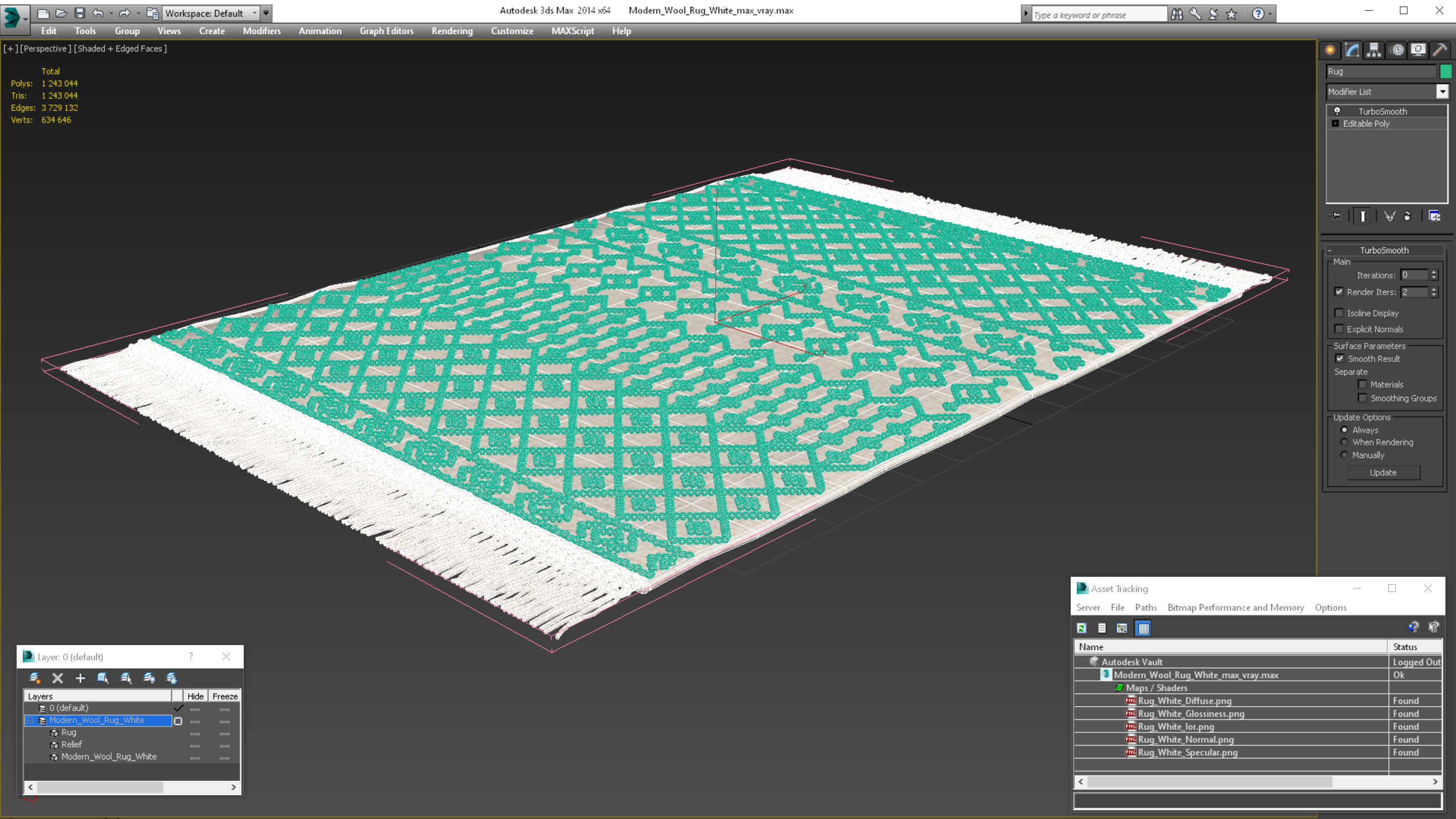 3D Modern Wool Rug White