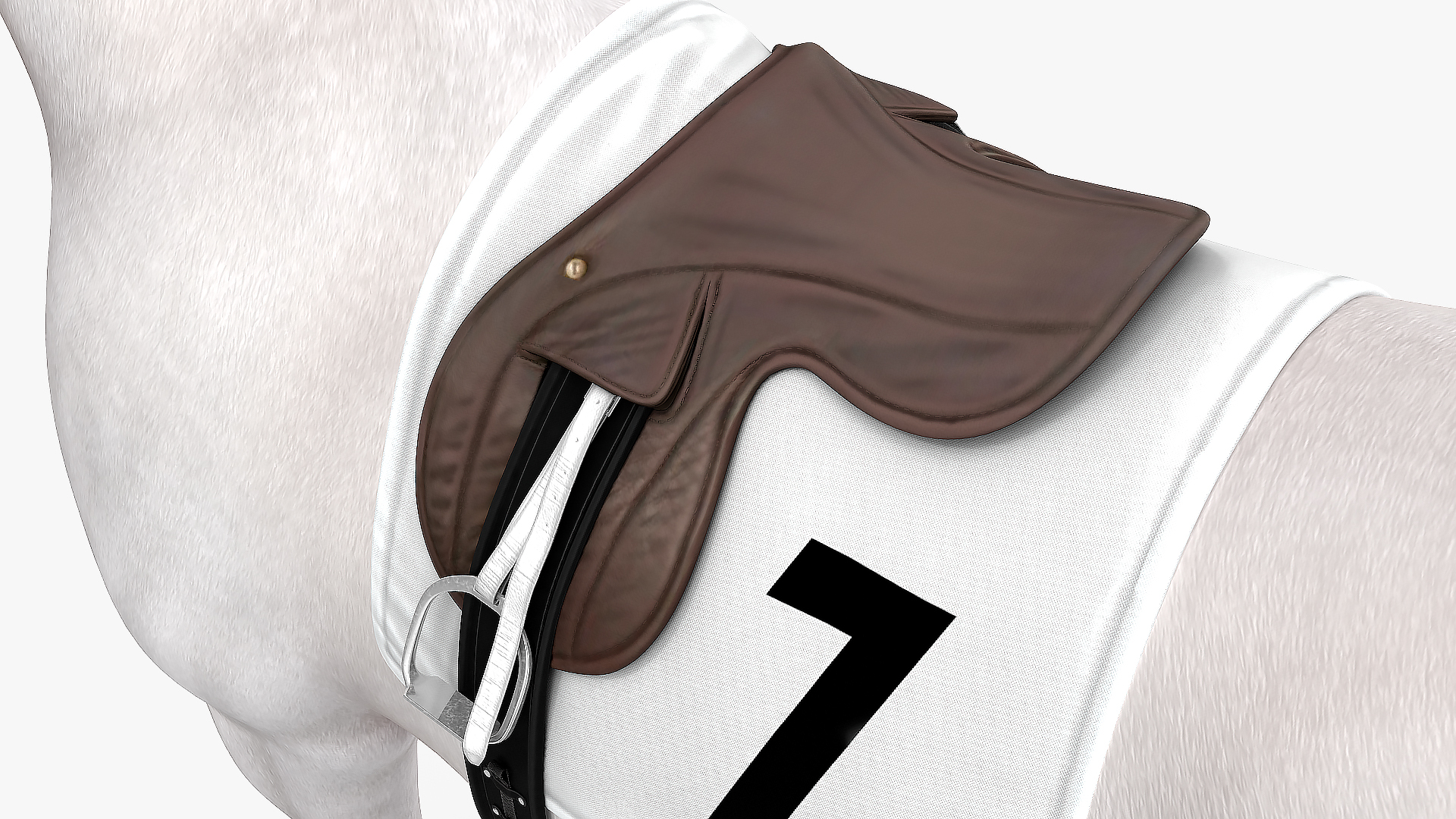 Racehorse White Rigged 3D