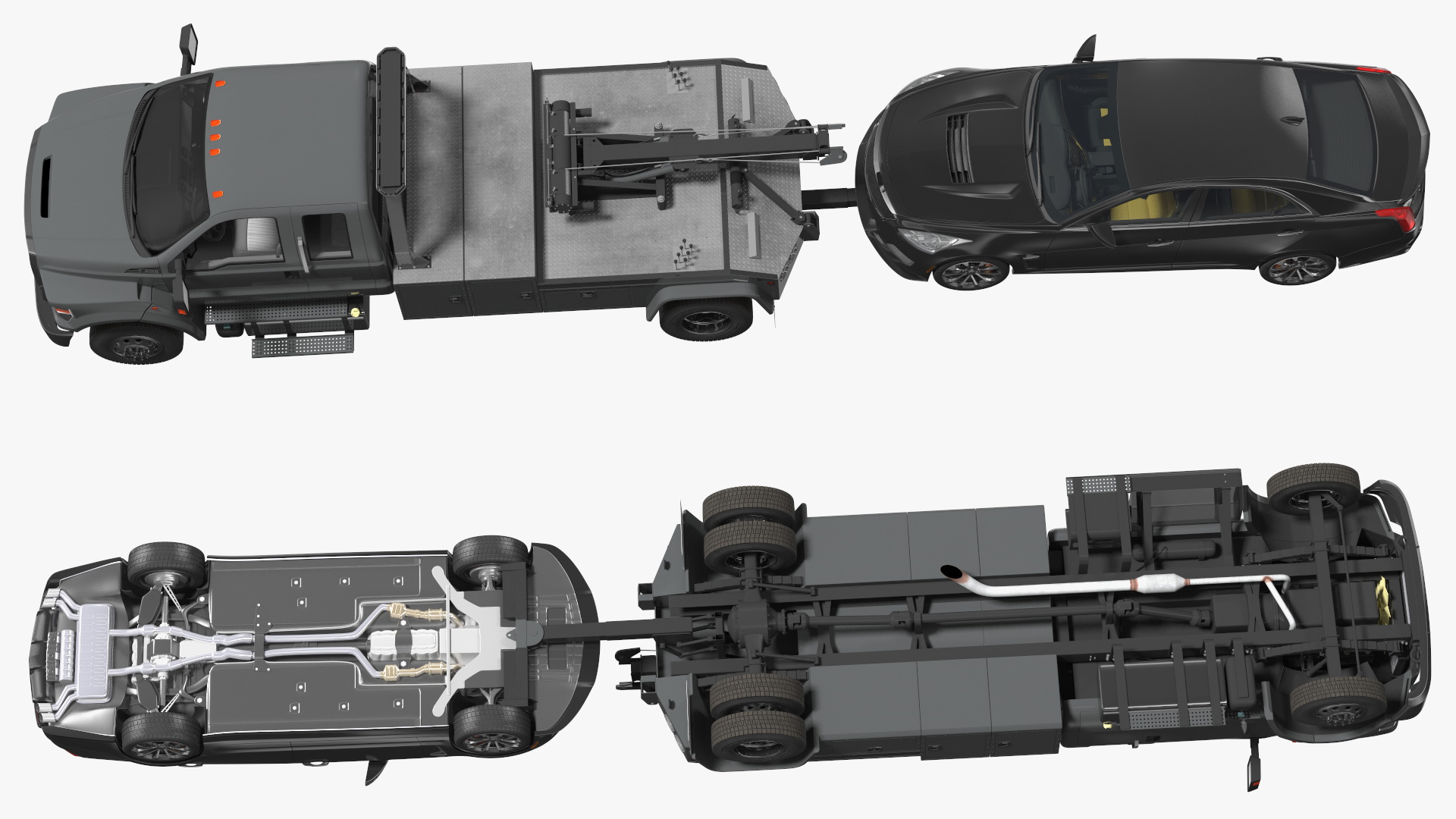 3D Car Tow Truck with Transportable Car