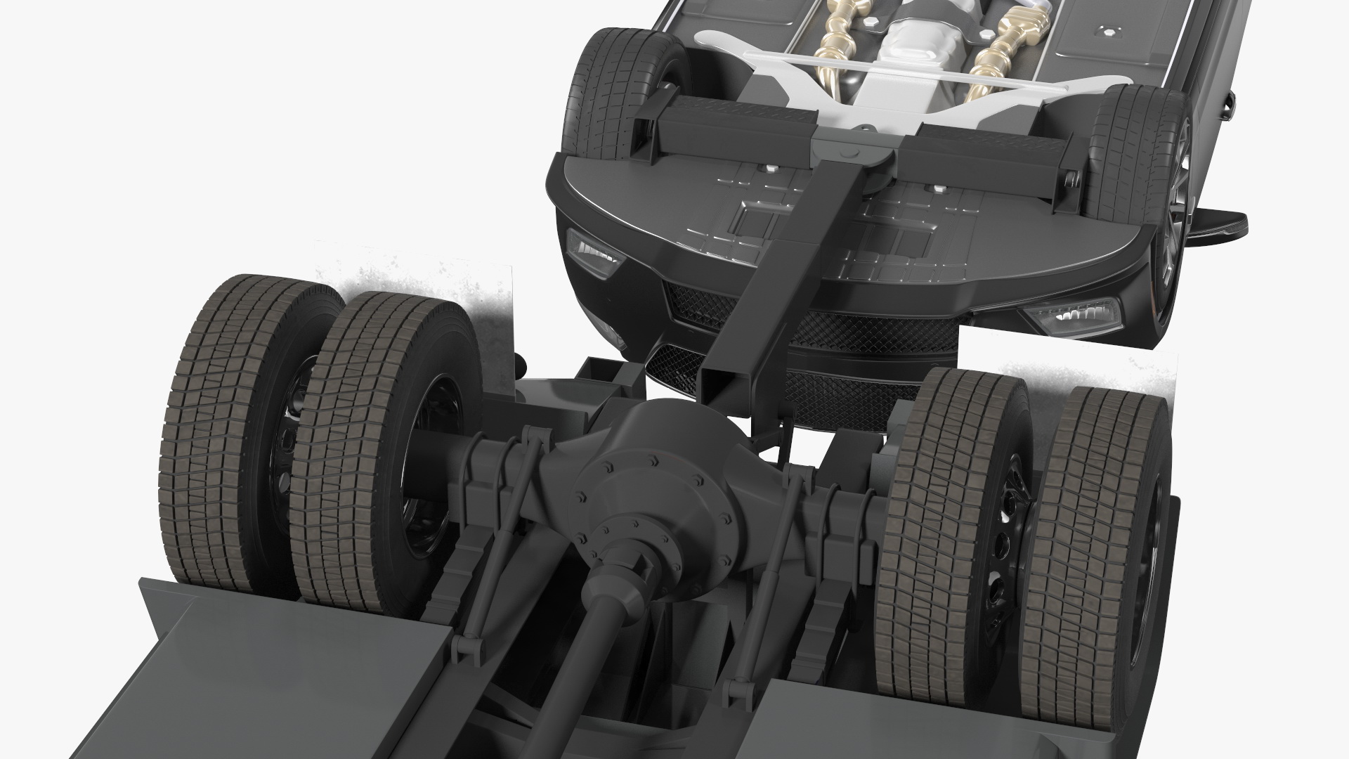 3D Car Tow Truck with Transportable Car