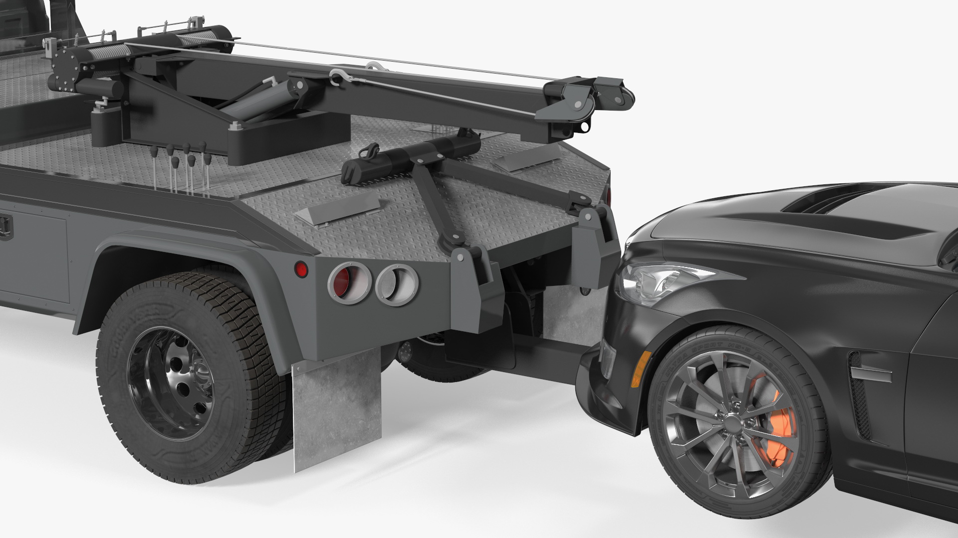 3D Car Tow Truck with Transportable Car