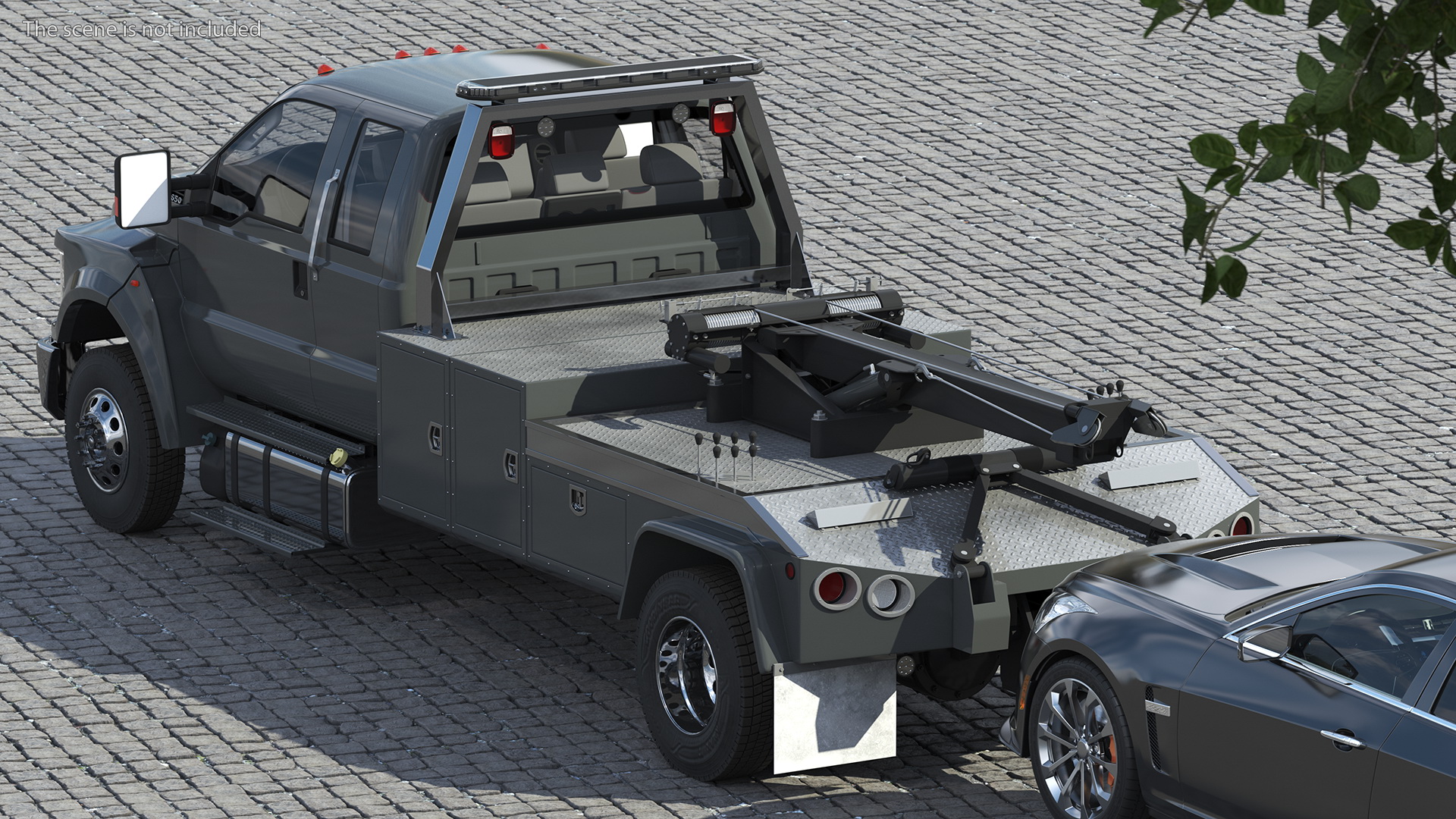 3D Car Tow Truck with Transportable Car