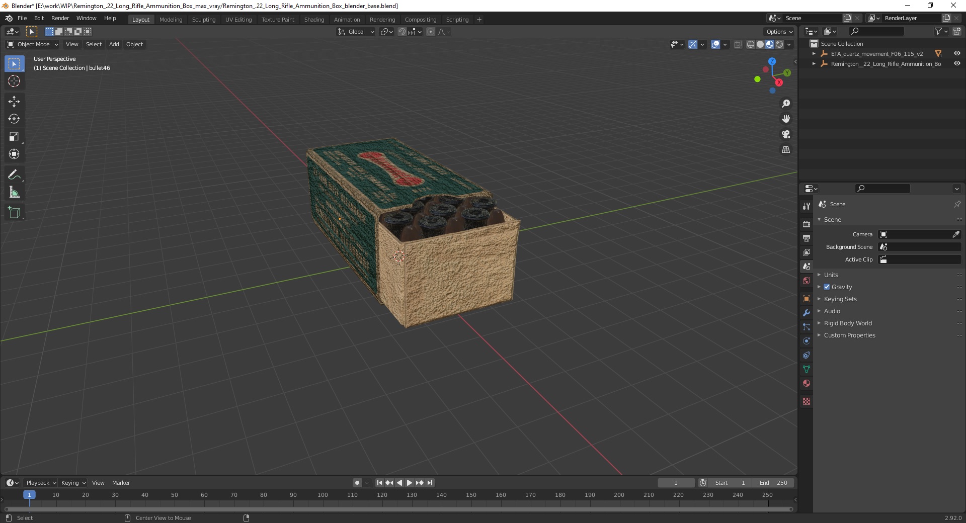 Remington .22 Long Rifle Ammunition Box 3D model
