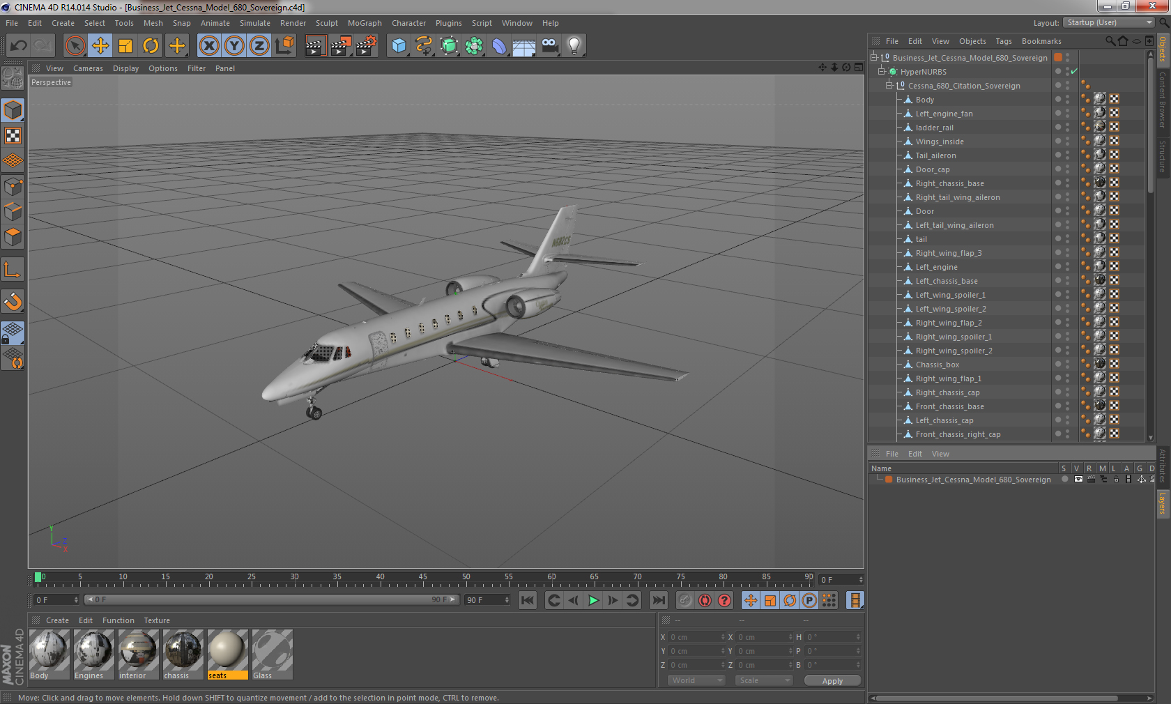 Business Jet Cessna Model 680 Sovereign 3D model