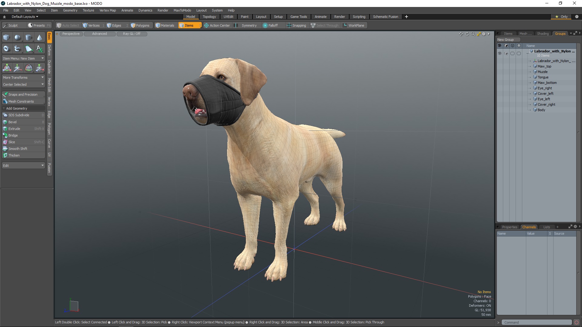 3D model Labrador with Nylon Dog Muzzle