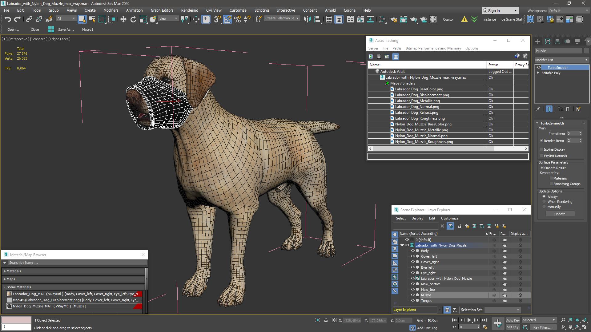 3D model Labrador with Nylon Dog Muzzle
