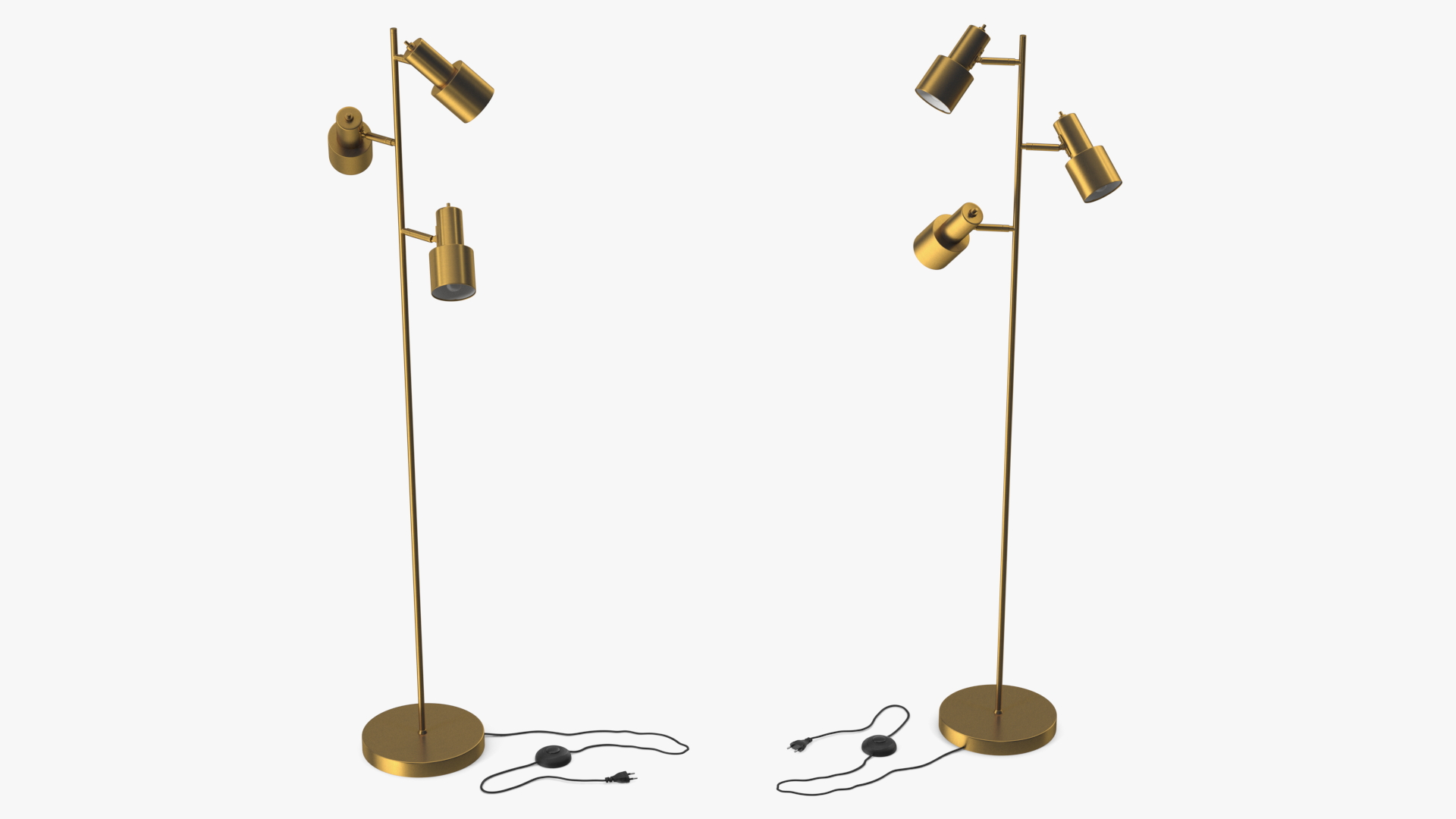 Brass Floor Lamp with Three Shades 3D model