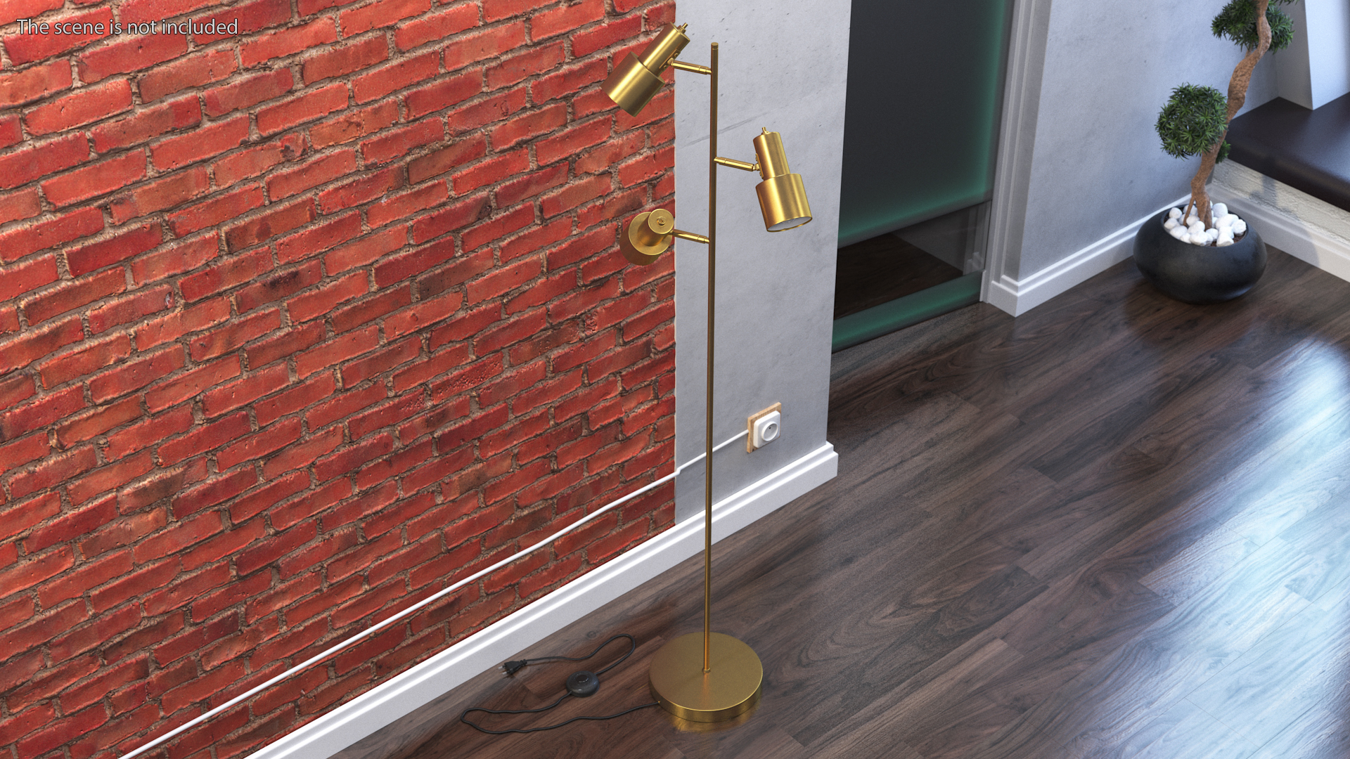 Brass Floor Lamp with Three Shades 3D model