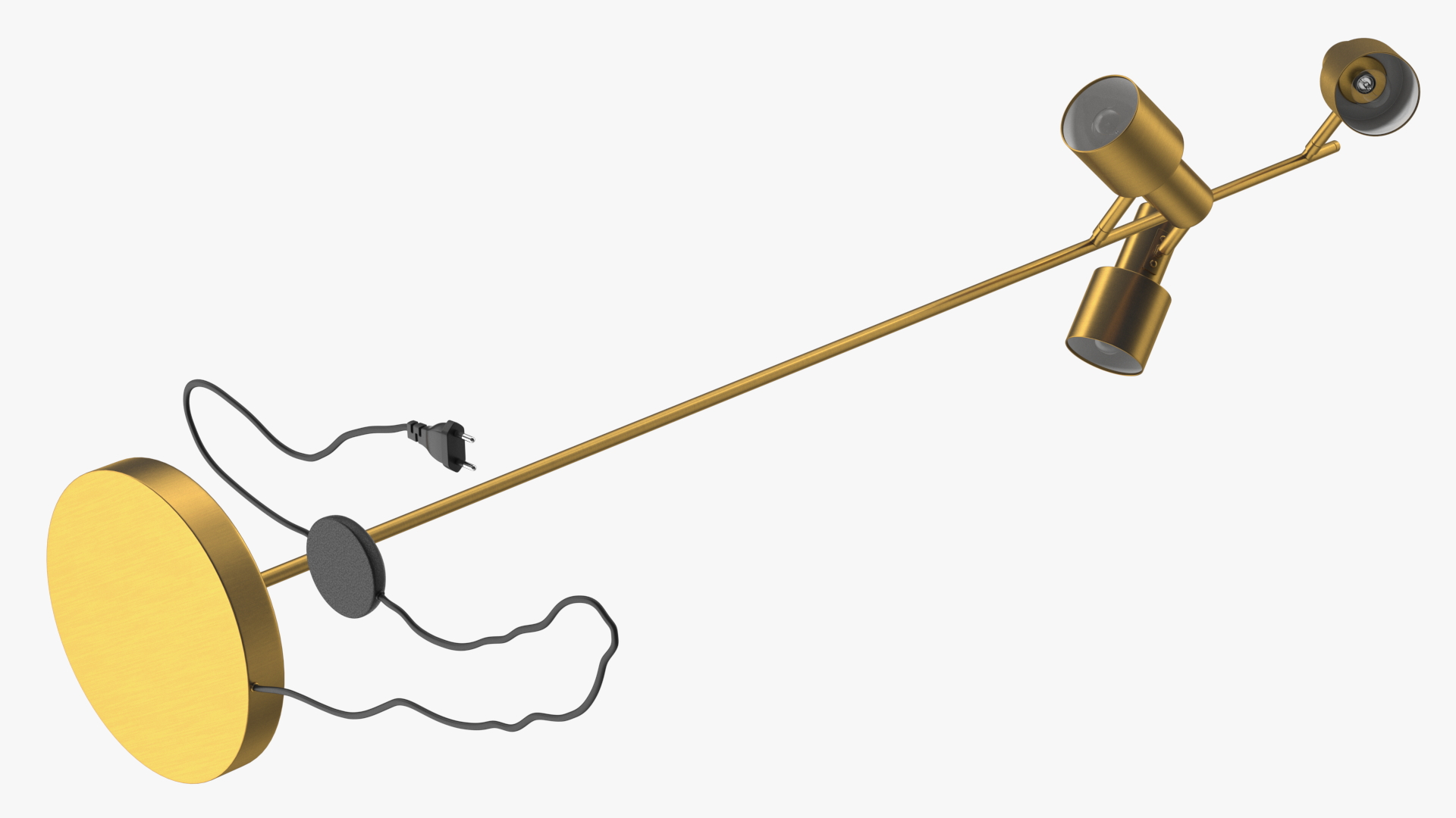 Brass Floor Lamp with Three Shades 3D model
