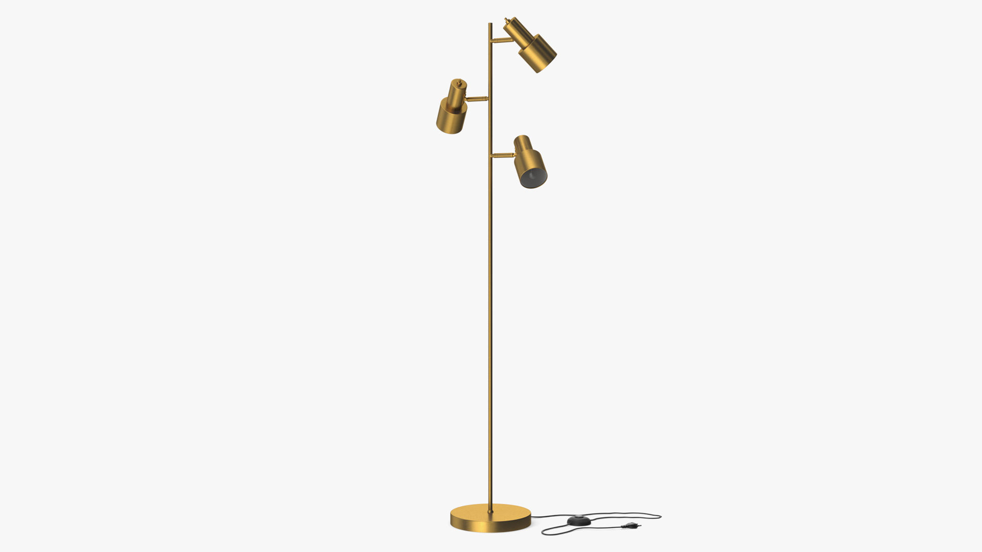 Brass Floor Lamp with Three Shades 3D model
