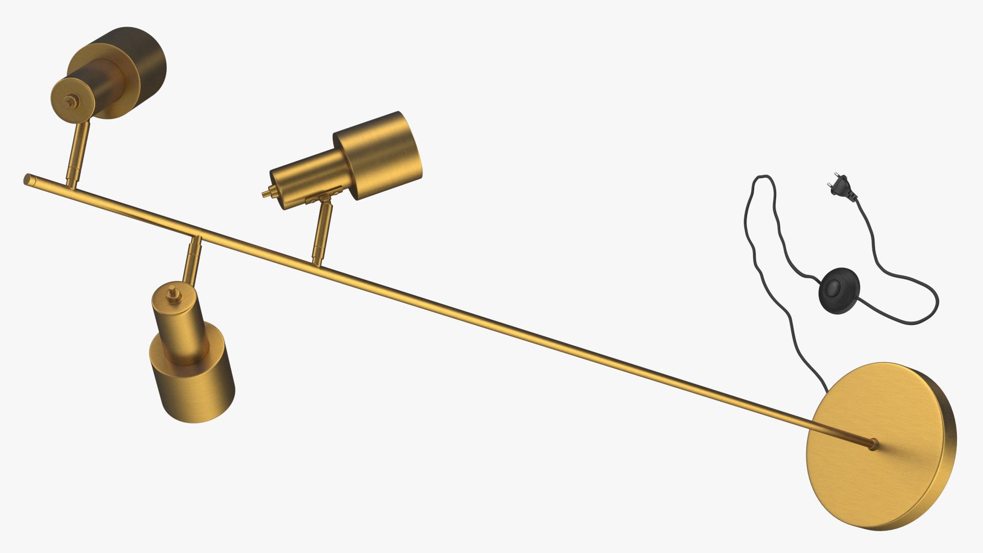 Brass Floor Lamp with Three Shades 3D model