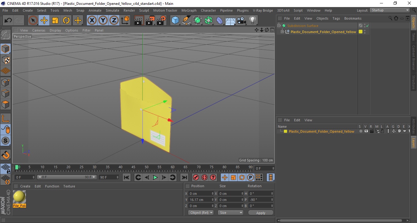 3D model Plastic Document Folder Open Yellow
