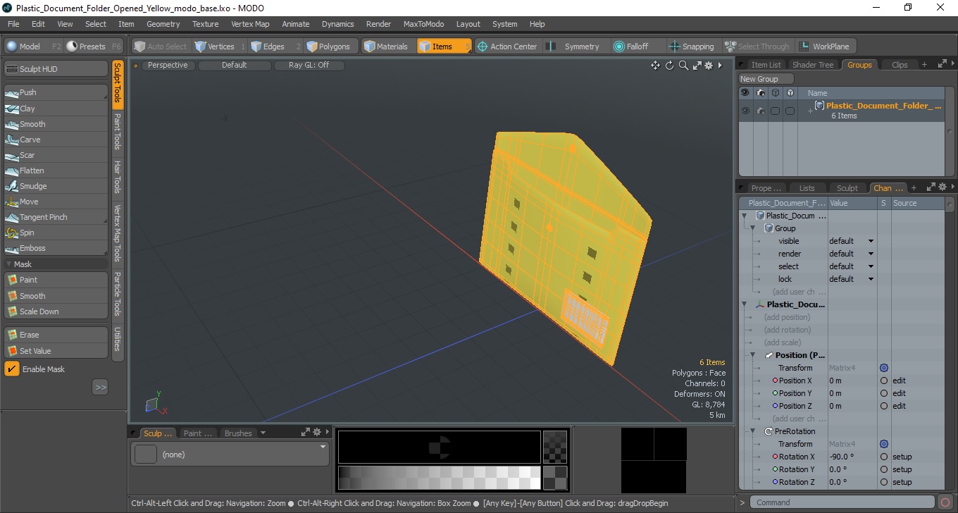 3D model Plastic Document Folder Open Yellow