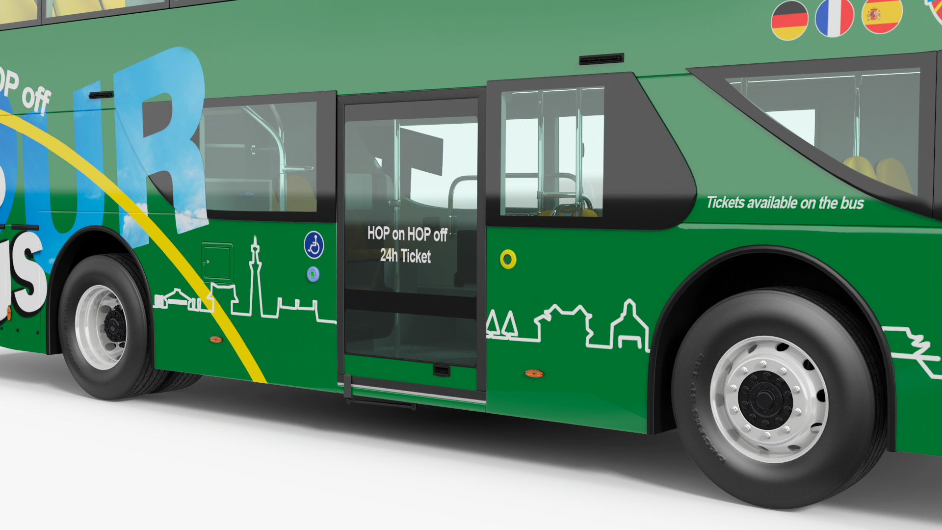 Open Air Double Decker Tour Hop Bus Rigged 3D