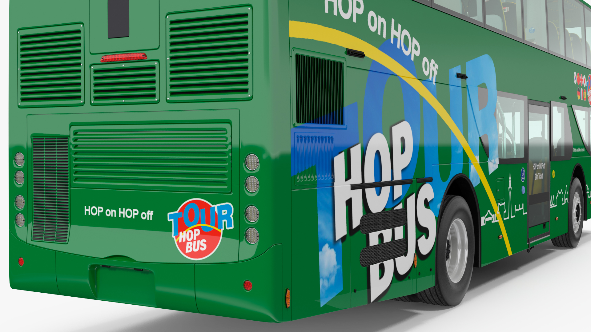Open Air Double Decker Tour Hop Bus Rigged 3D