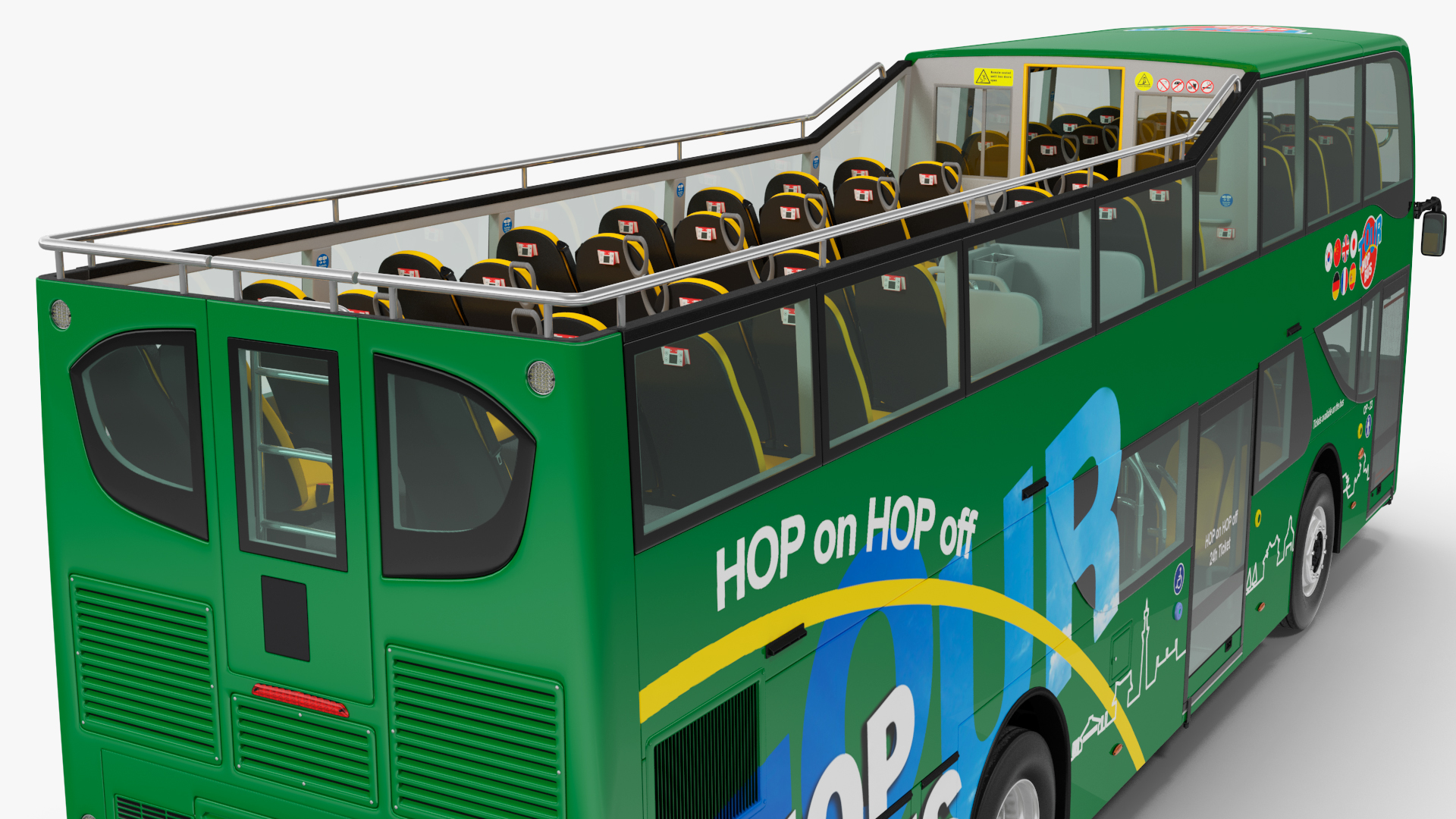 Open Air Double Decker Tour Hop Bus Rigged 3D