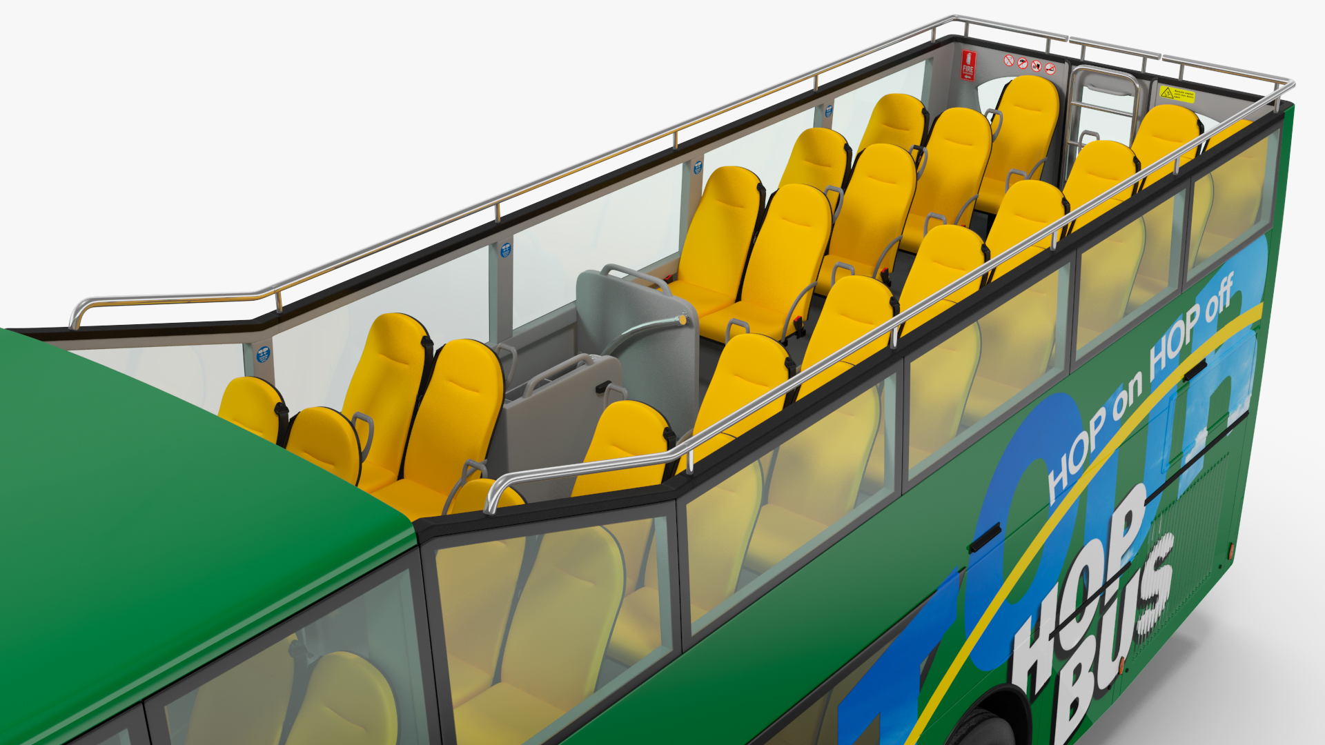 Open Air Double Decker Tour Hop Bus Rigged 3D