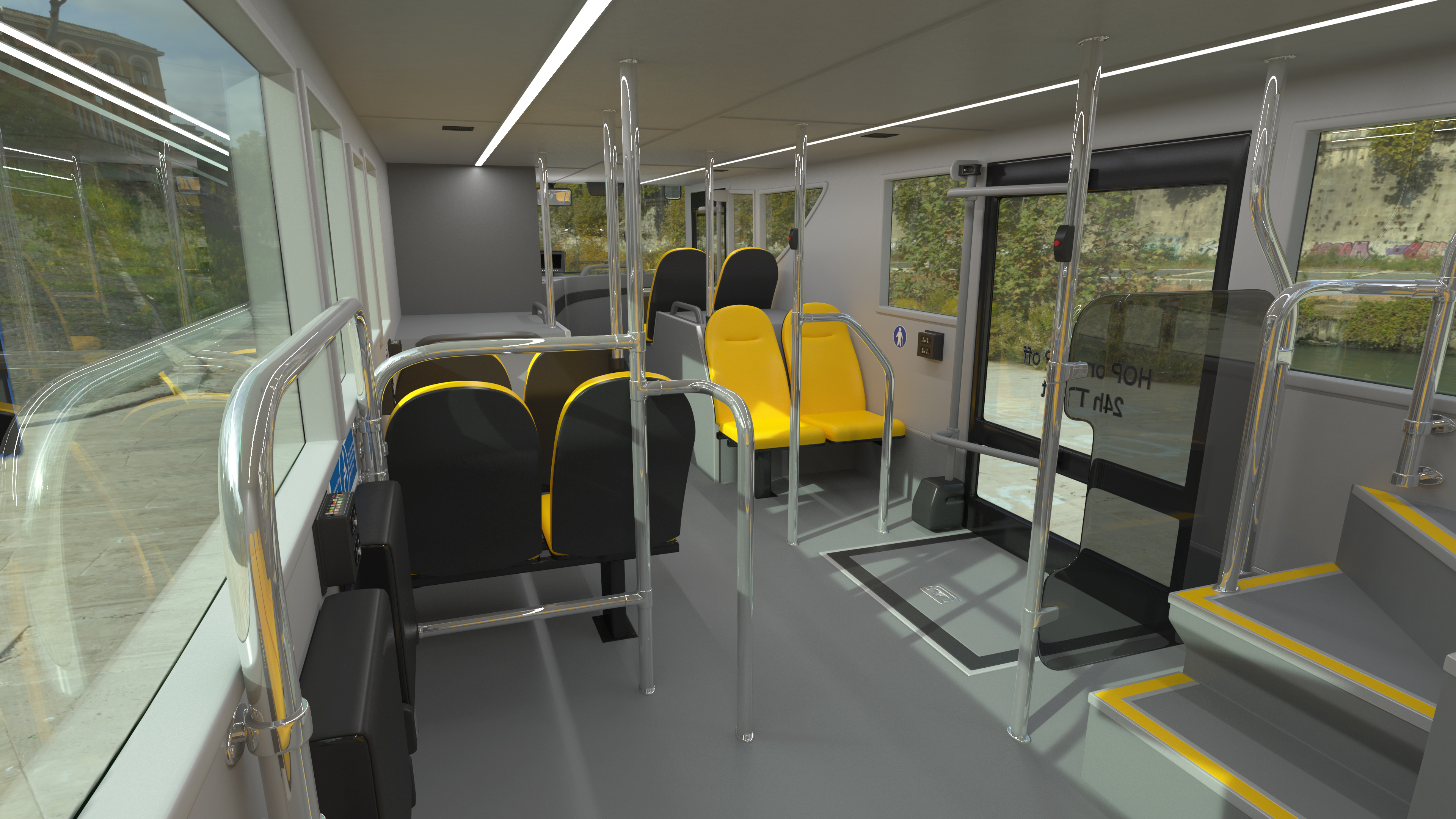 Open Air Double Decker Tour Hop Bus Rigged 3D