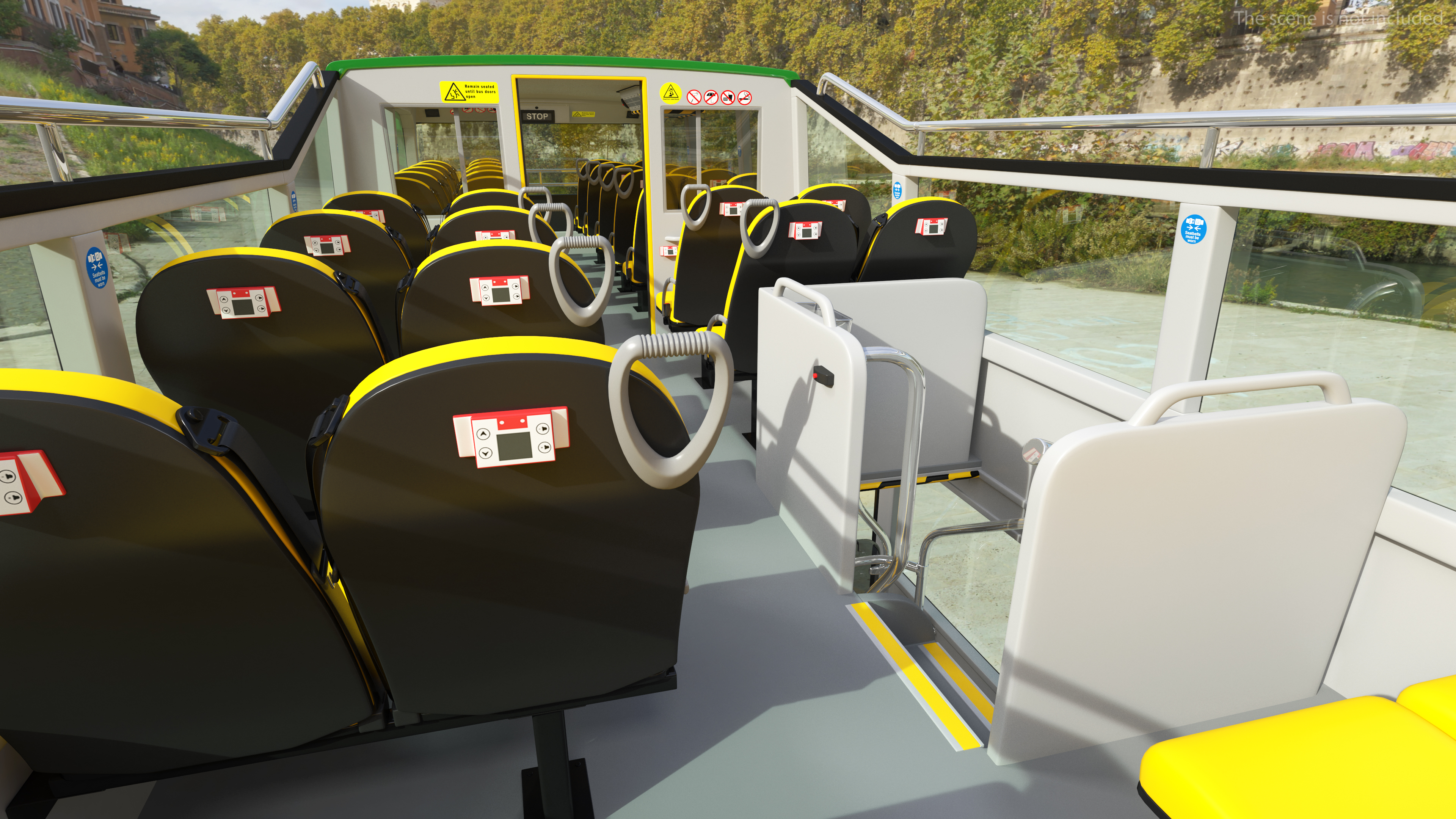 Open Air Double Decker Tour Hop Bus Rigged 3D