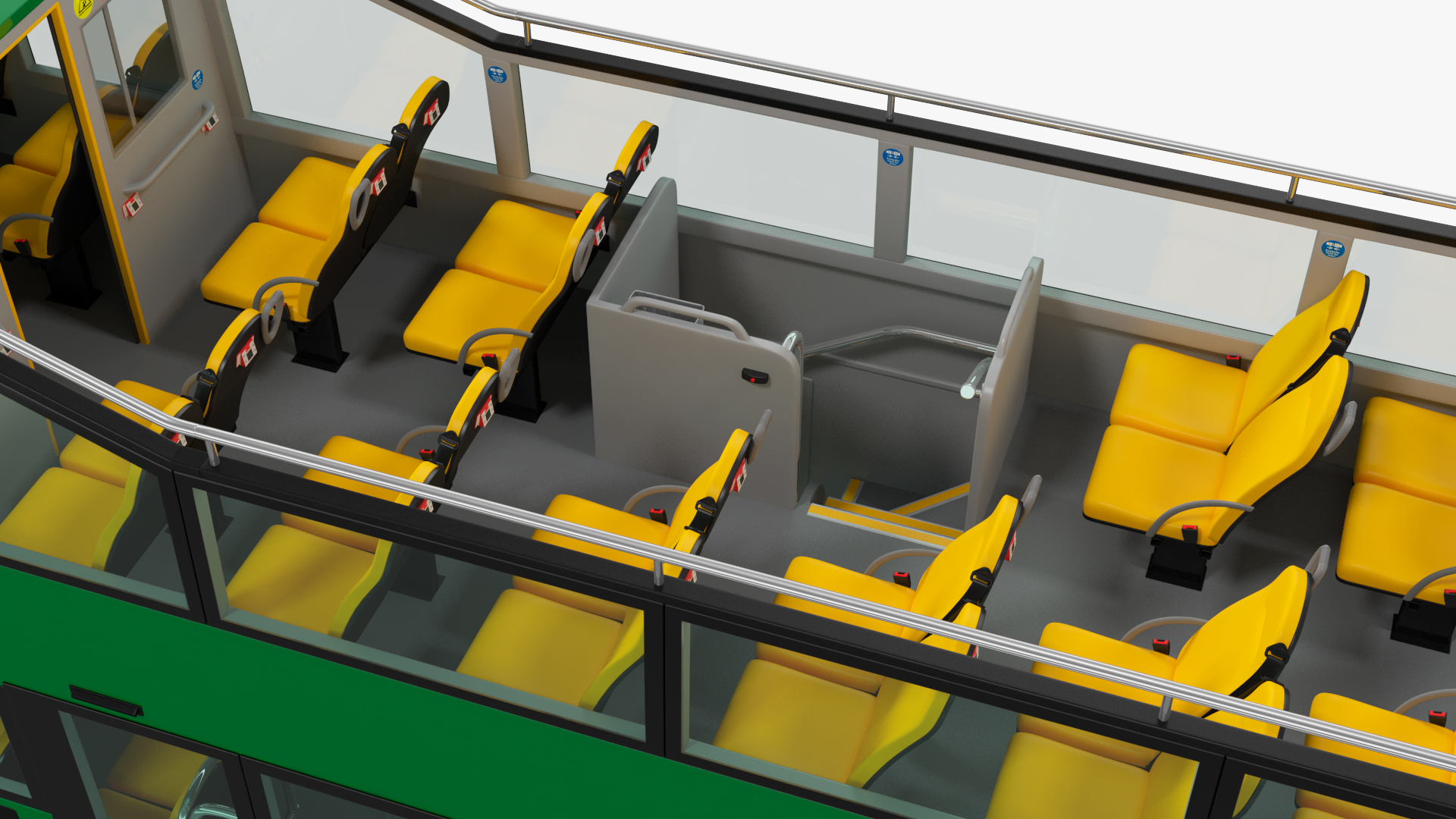 Open Air Double Decker Tour Hop Bus Rigged 3D