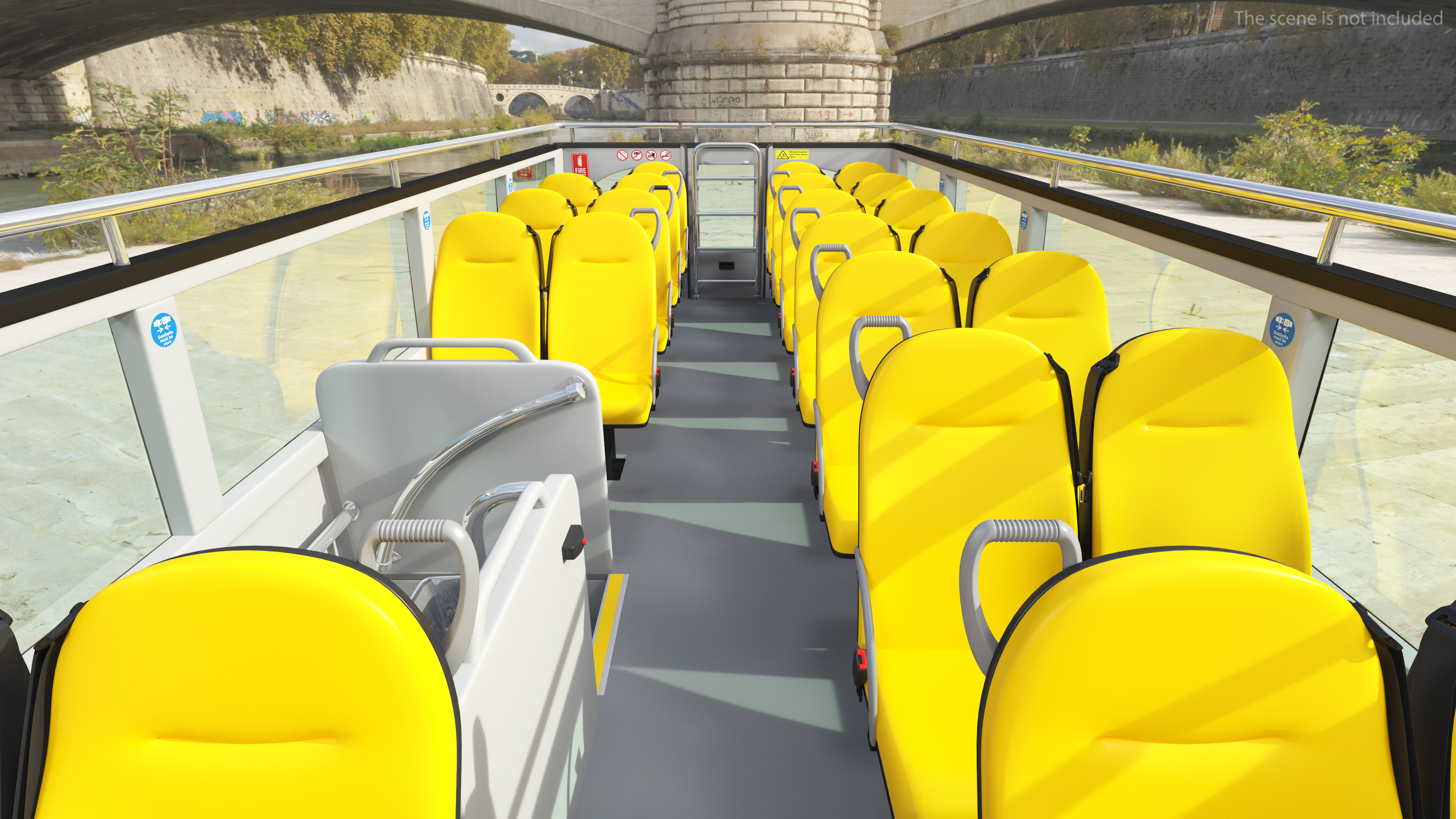 Open Air Double Decker Tour Hop Bus Rigged 3D