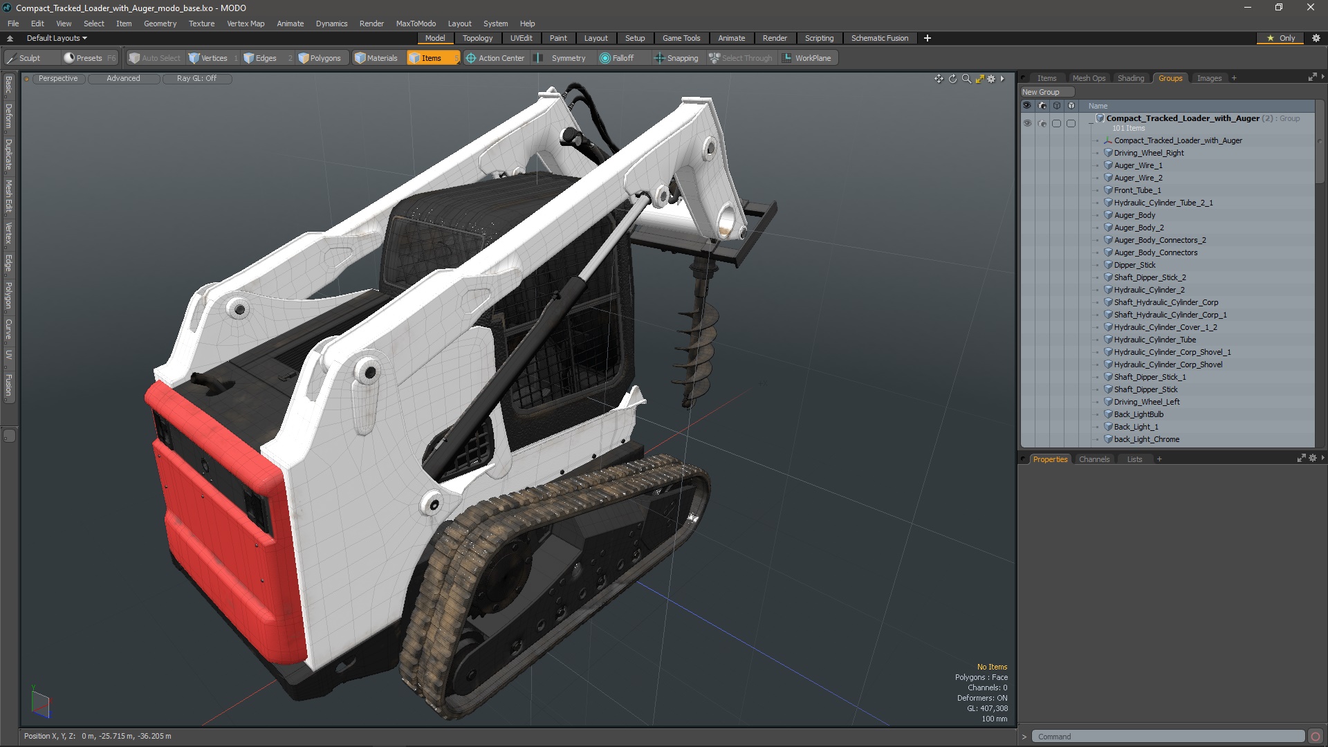 3D Compact Tracked Loader with Auger model