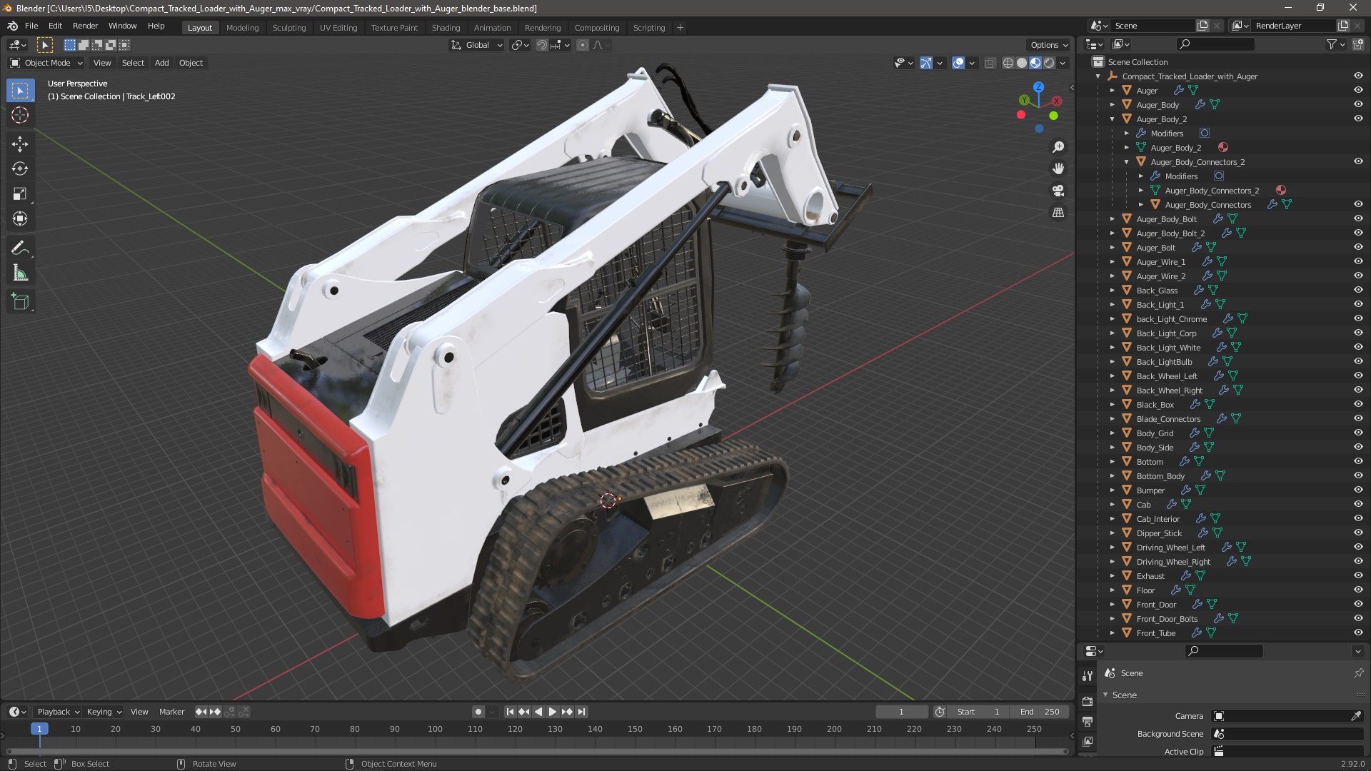 3D Compact Tracked Loader with Auger model