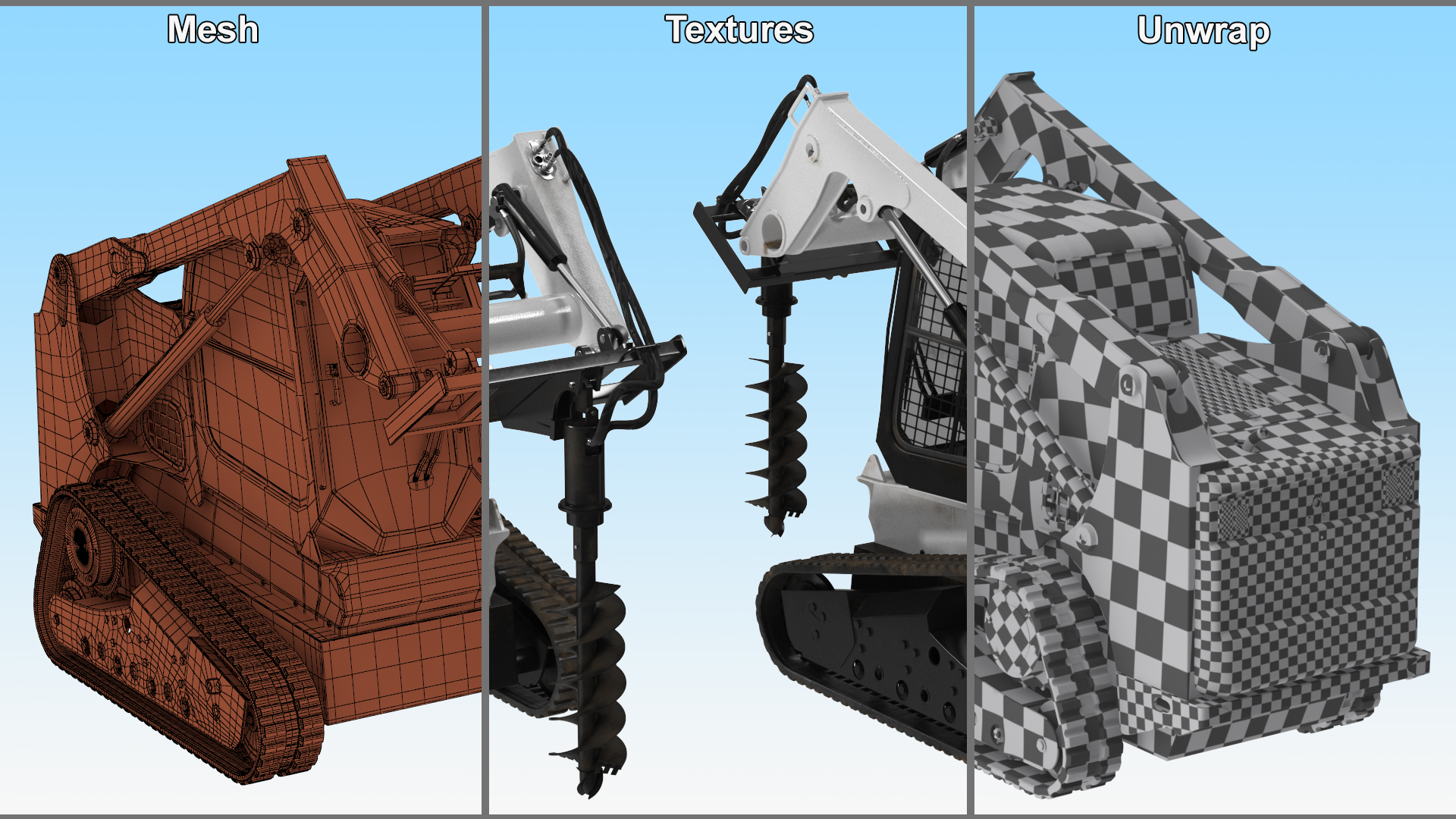 3D Compact Tracked Loader with Auger model