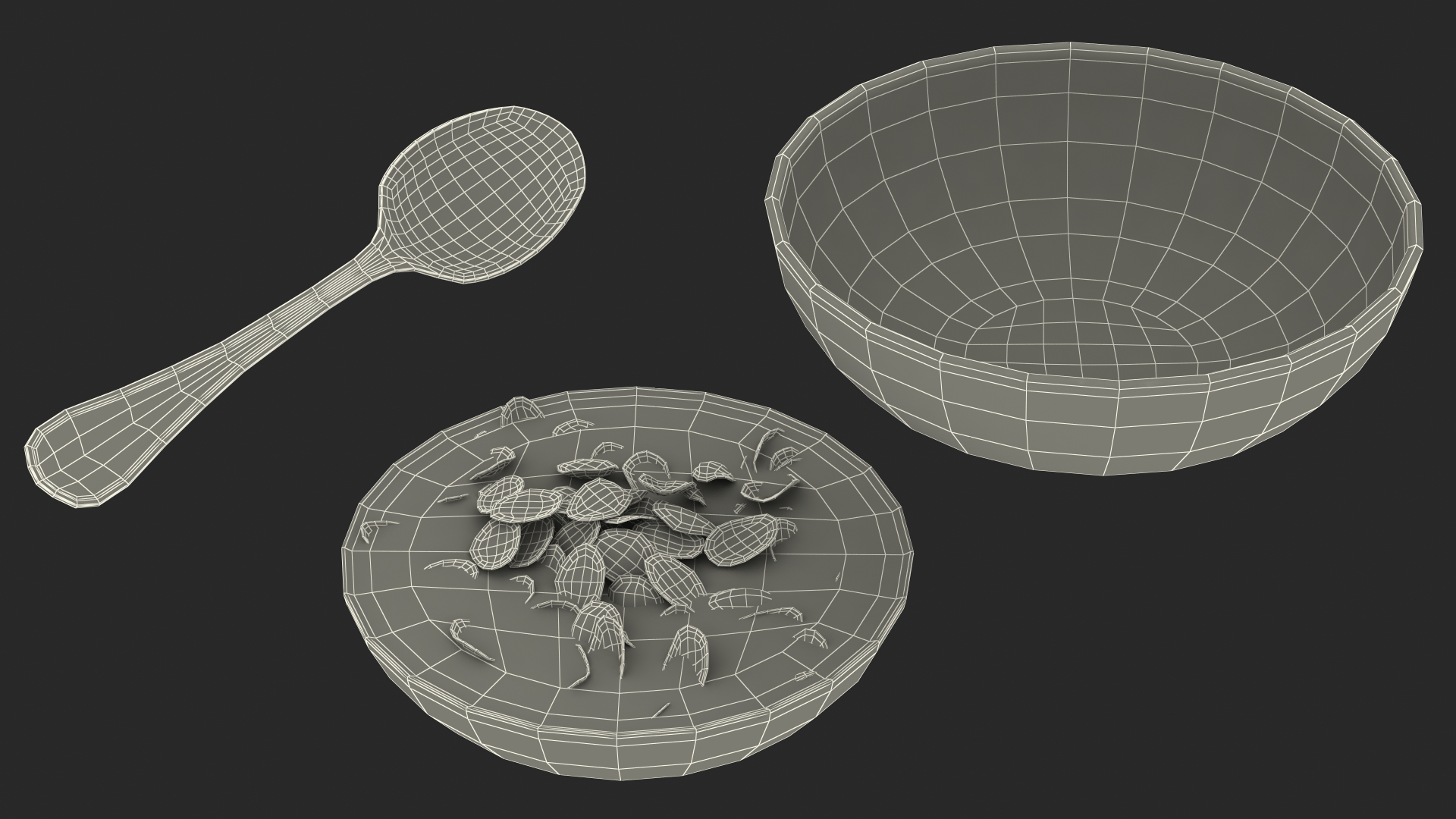 Bowl of Corn Flakes with Milk and Spoon 3D model