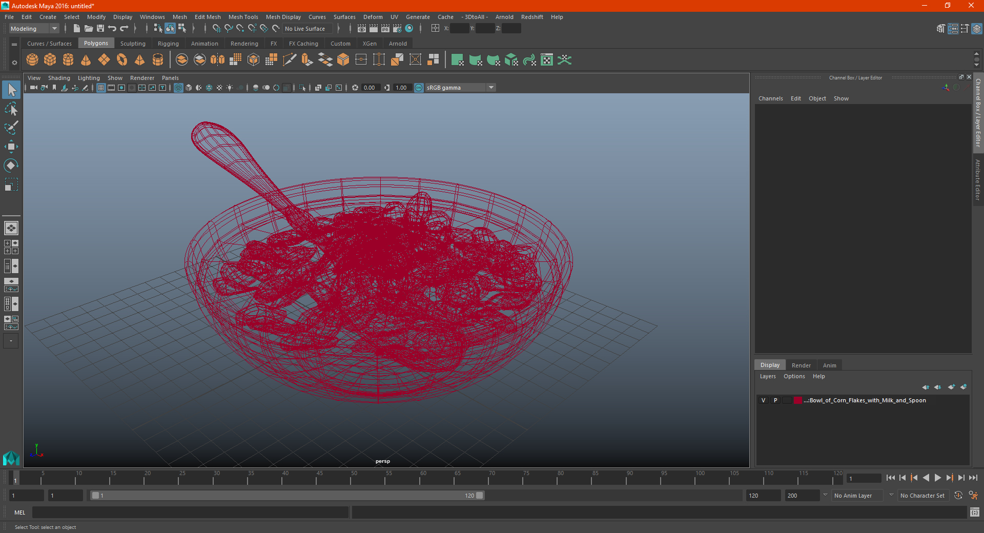 Bowl of Corn Flakes with Milk and Spoon 3D model