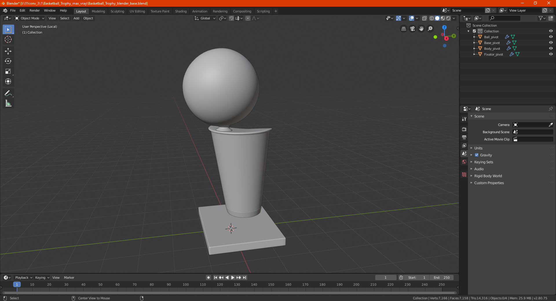 Basketball Trophy 3D