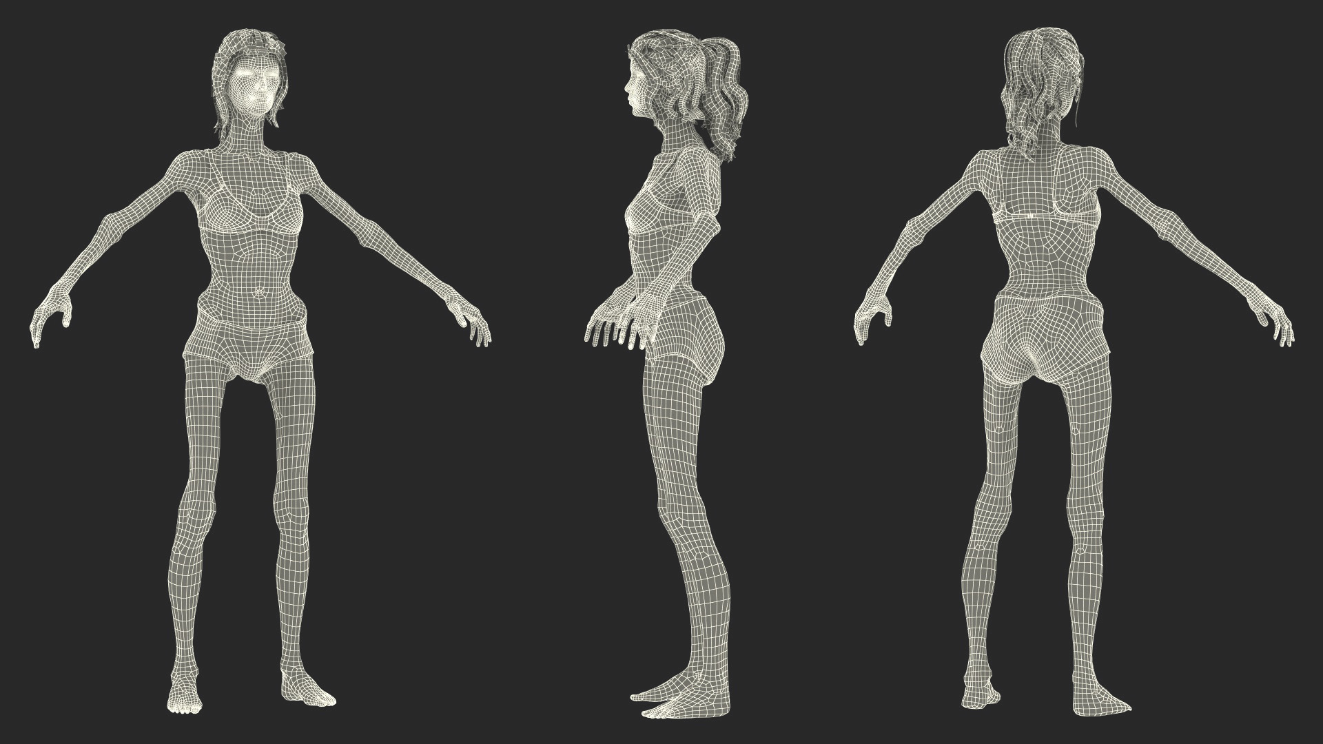 3D Woman Anorexic Rigged