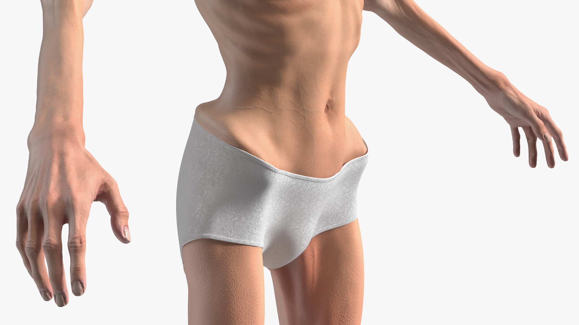 3D Woman Anorexic Rigged
