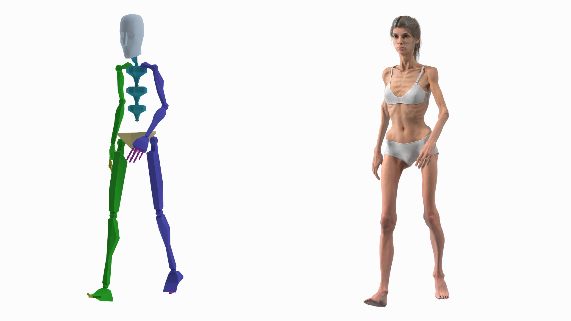 3D Woman Anorexic Rigged