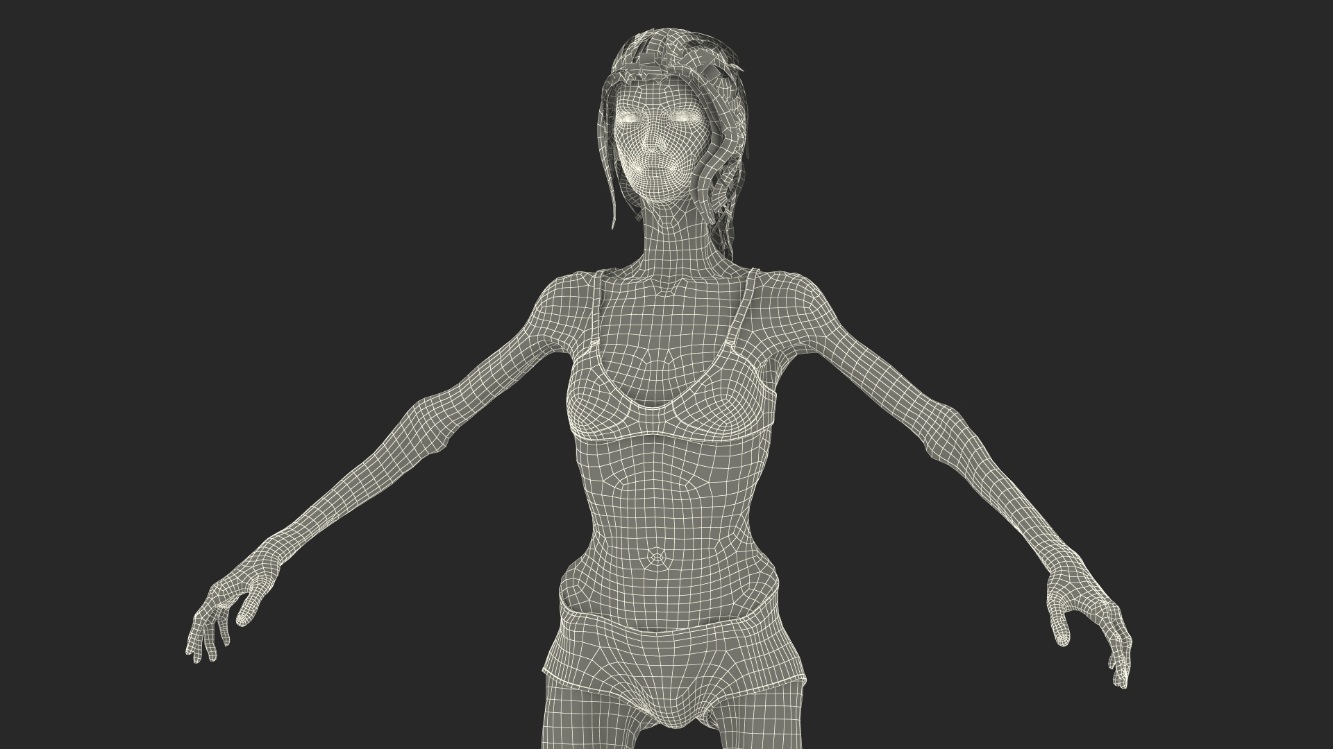 3D Woman Anorexic Rigged