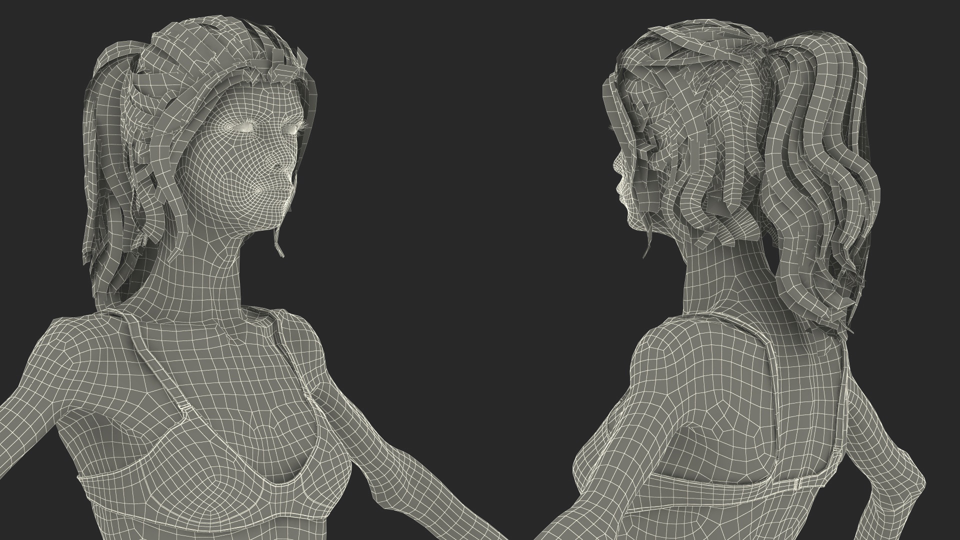 3D Woman Anorexic Rigged