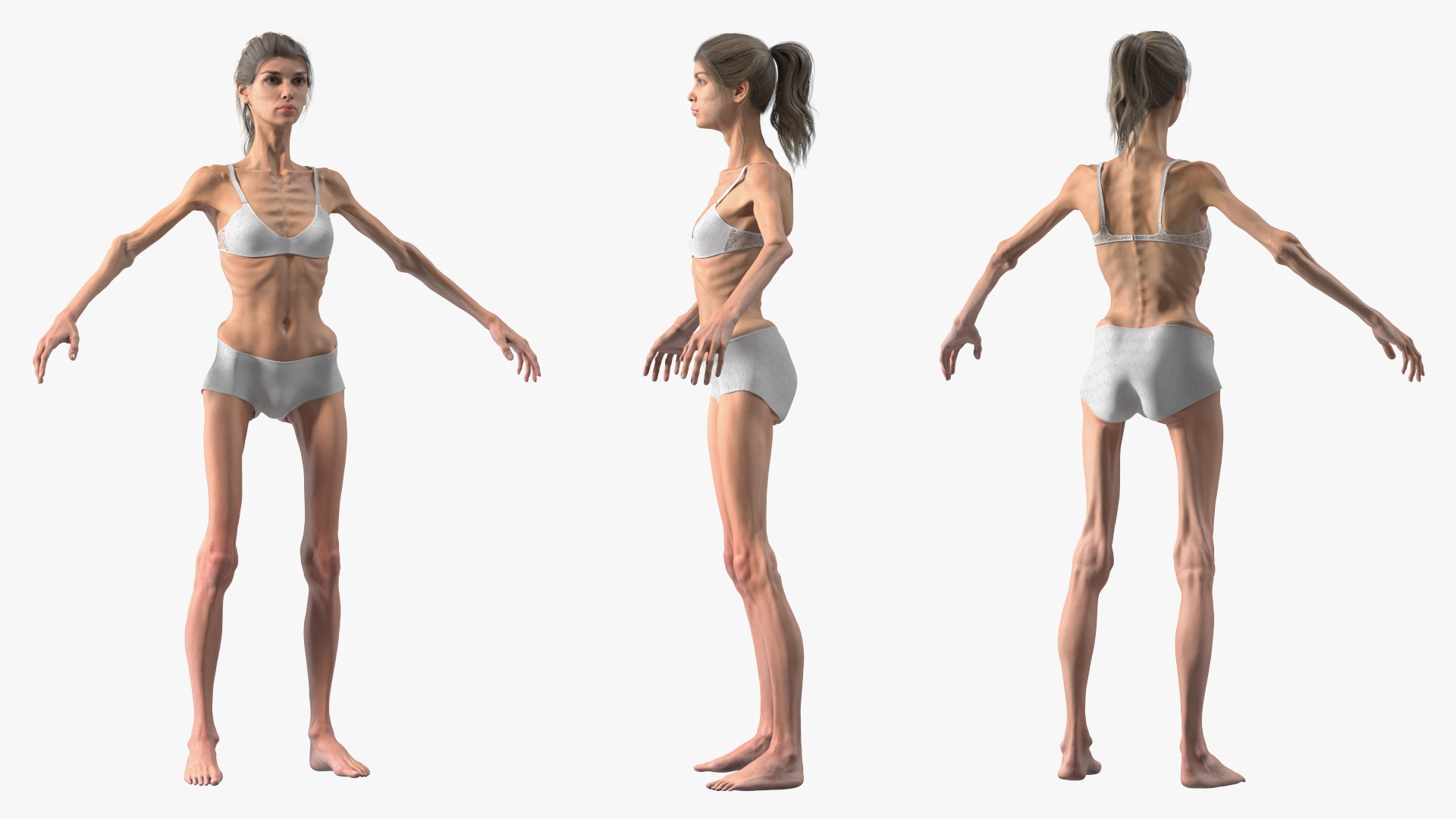 3D Woman Anorexic Rigged