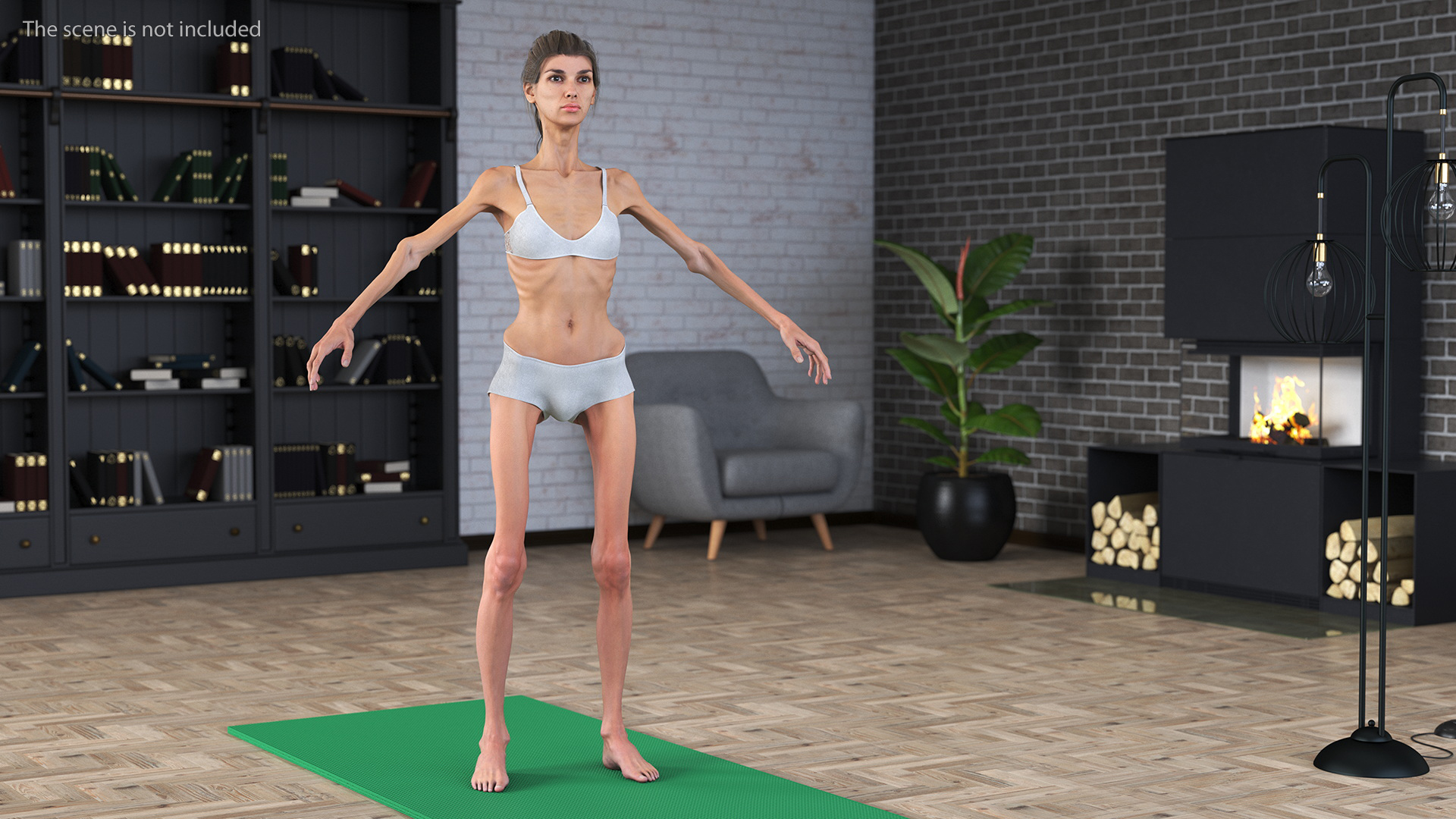 3D Woman Anorexic Rigged