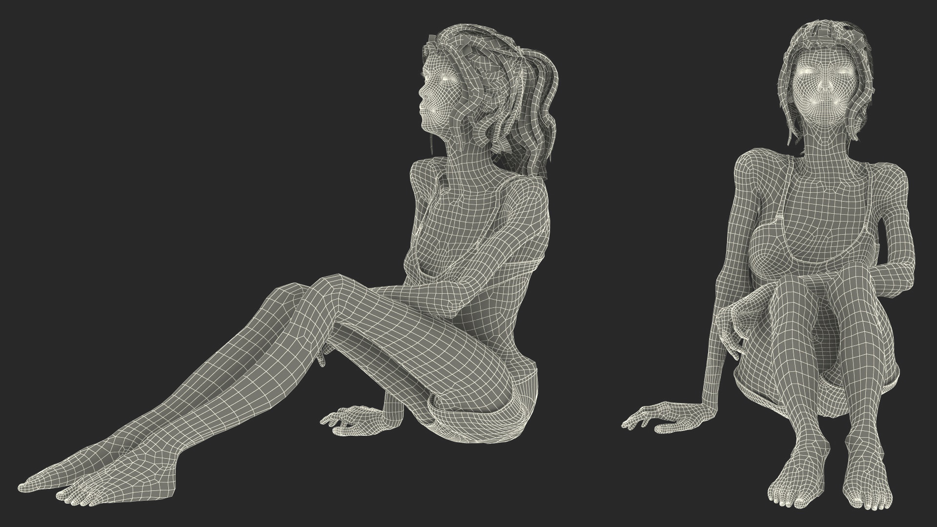 3D Woman Anorexic Rigged