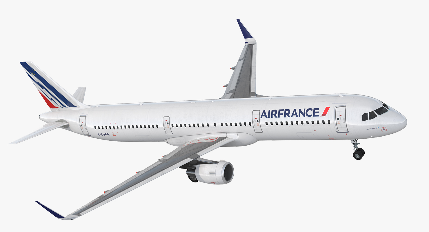 3D Airbus A321 Air France with Interior Rigged model