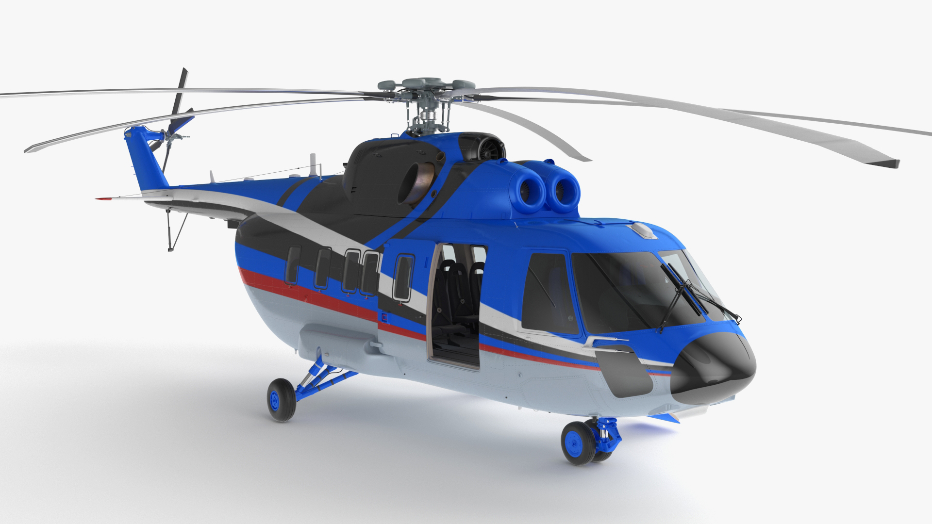 3D Interethnic Helicopter MI-171 A3 Blue Rigged for Maya model
