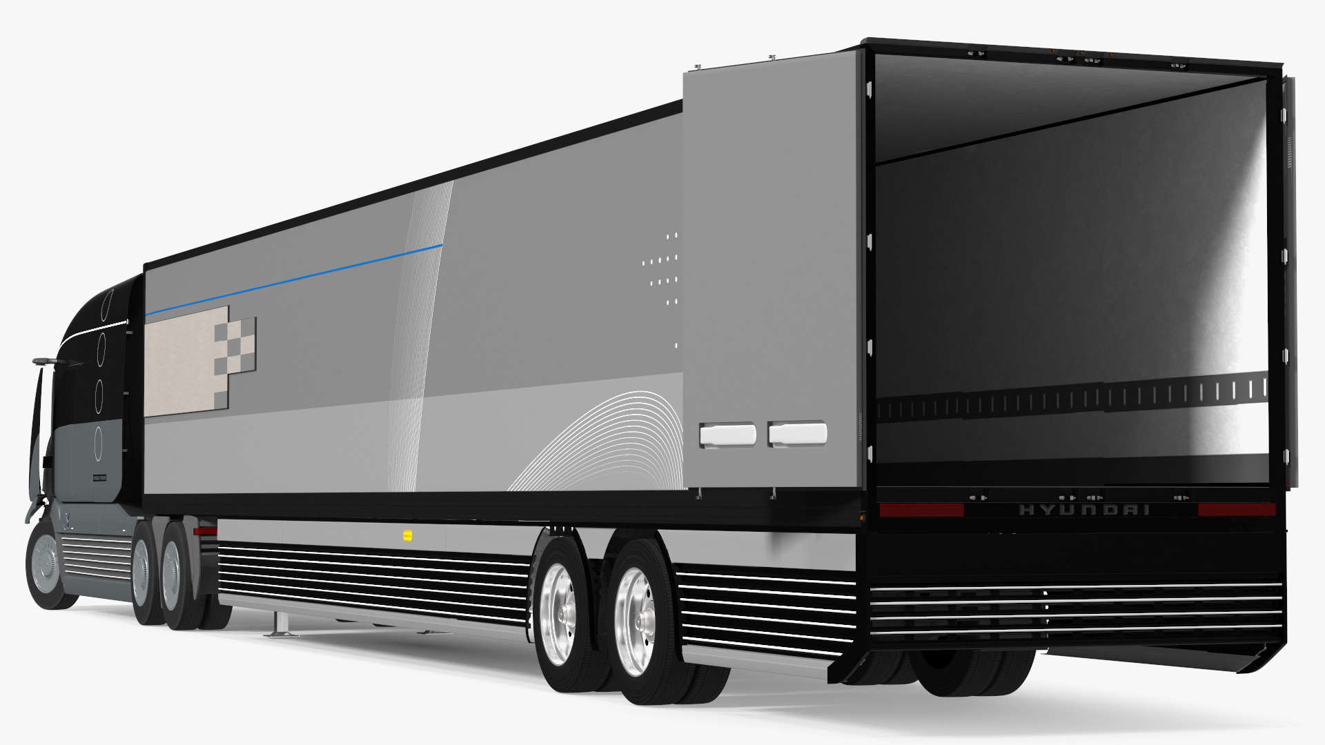 3D Futuristic Semi Truck with Trailer Rigged