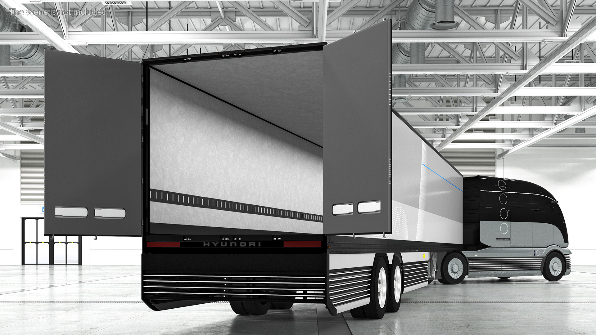 3D Futuristic Semi Truck with Trailer Rigged