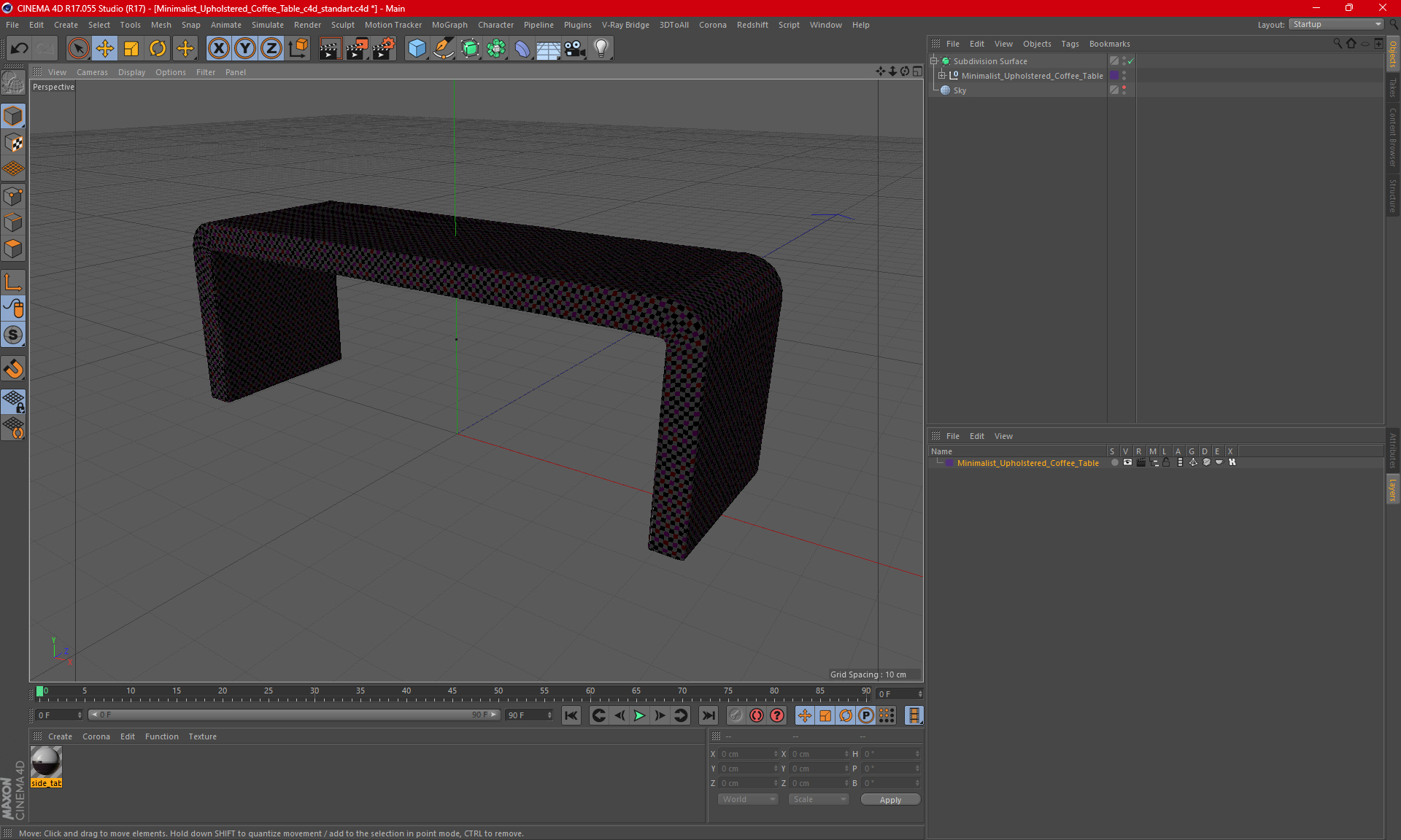 3D model Minimalist Upholstered Coffee Table